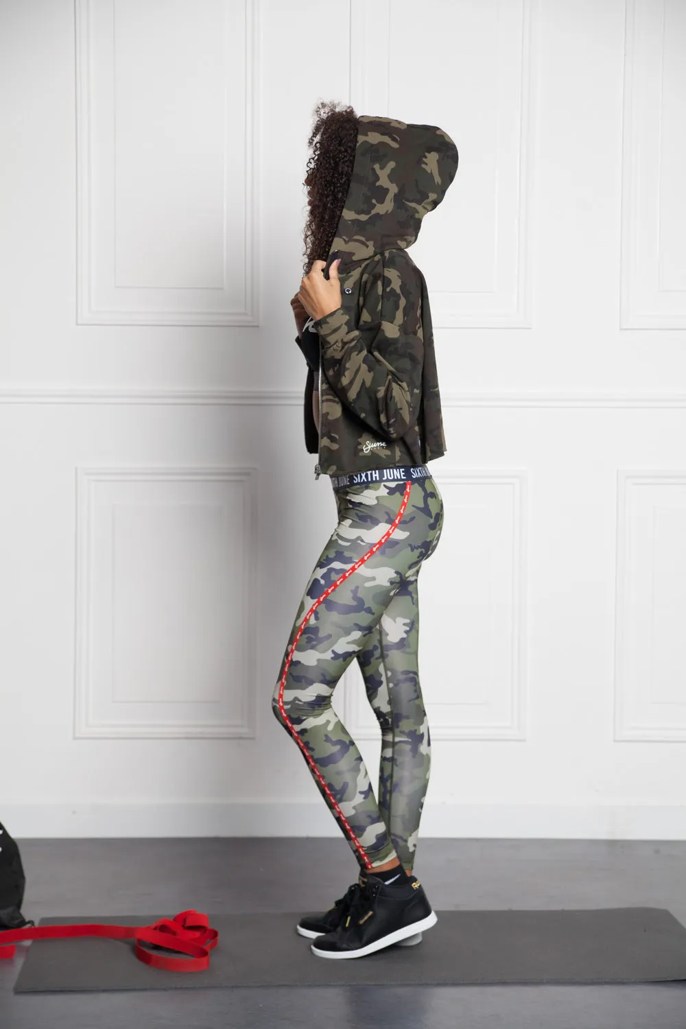 Sweat capuche zippé camouflage Sport kaki W2387VJA