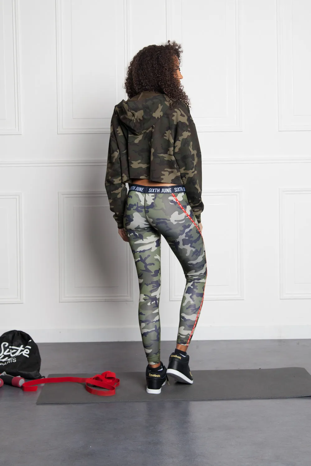 Sweat capuche zippé camouflage Sport kaki W2387VJA