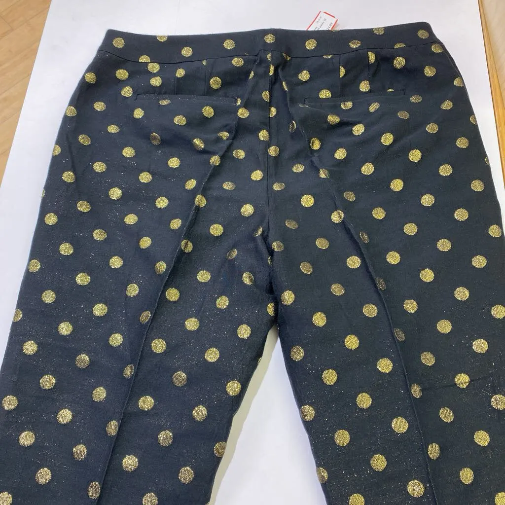 Talbots metallic gold polka dots pants 12