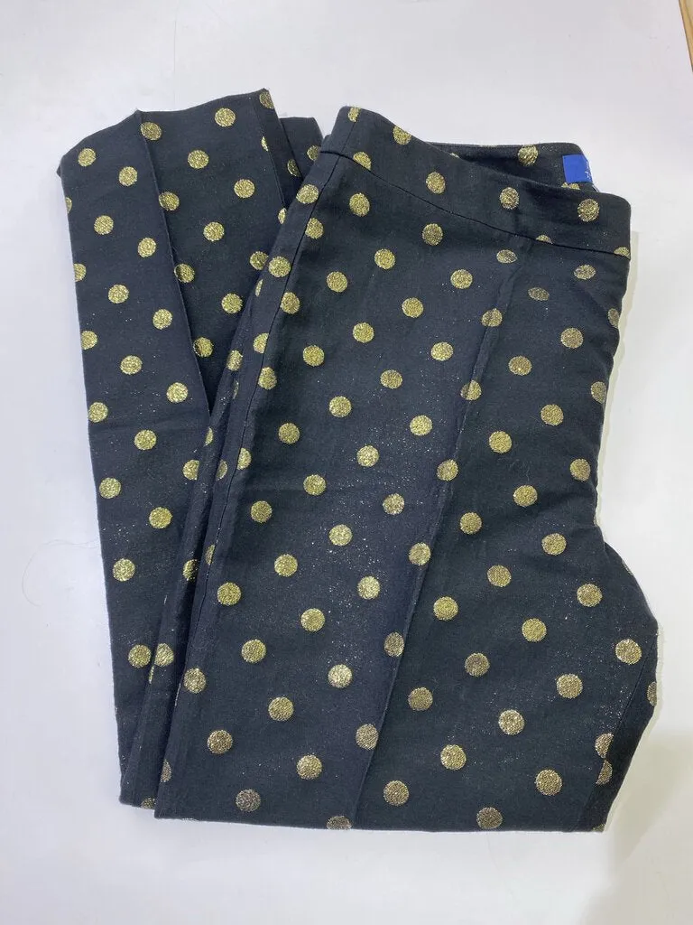 Talbots metallic gold polka dots pants 12