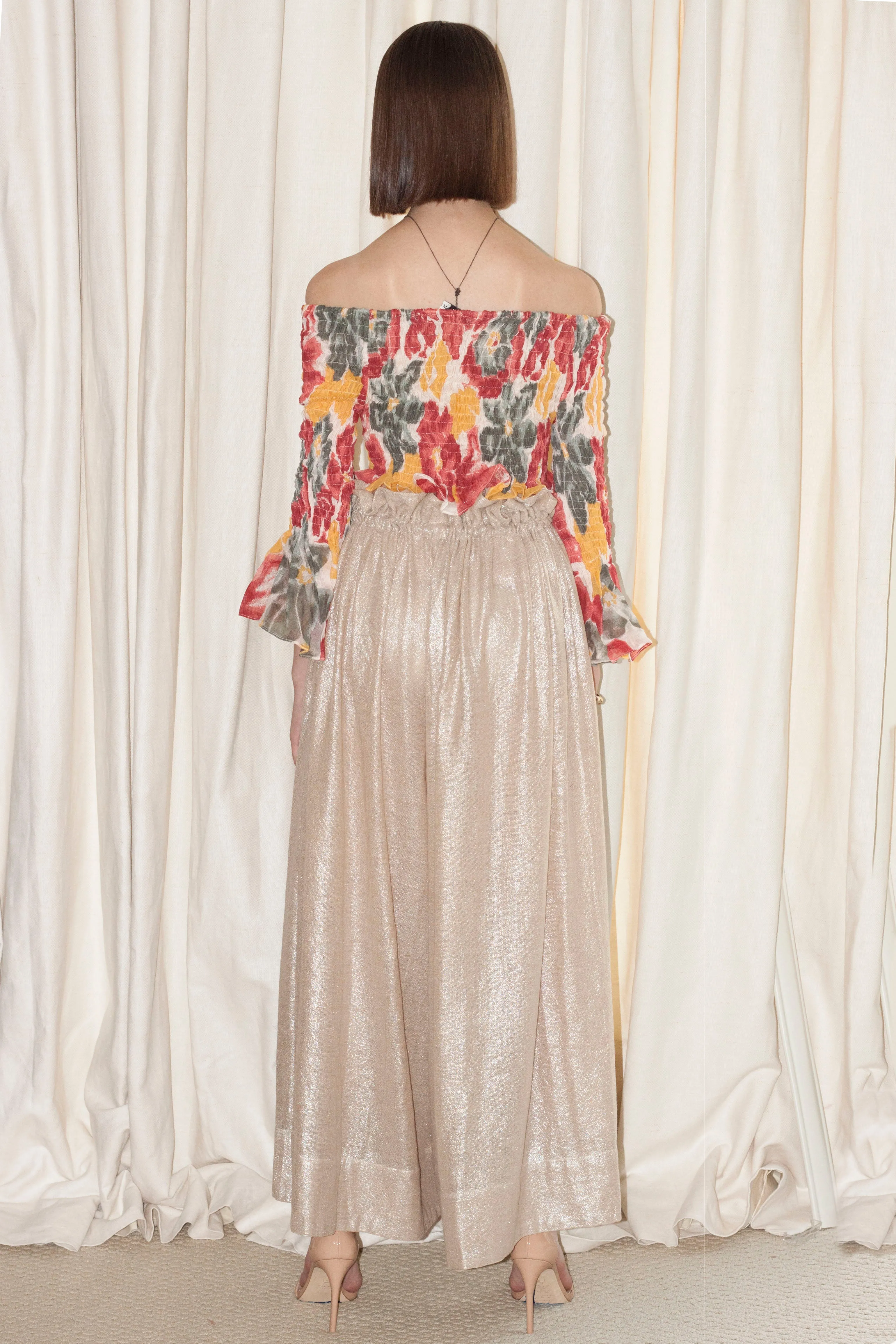 Tan Silver Tie-Up Pants