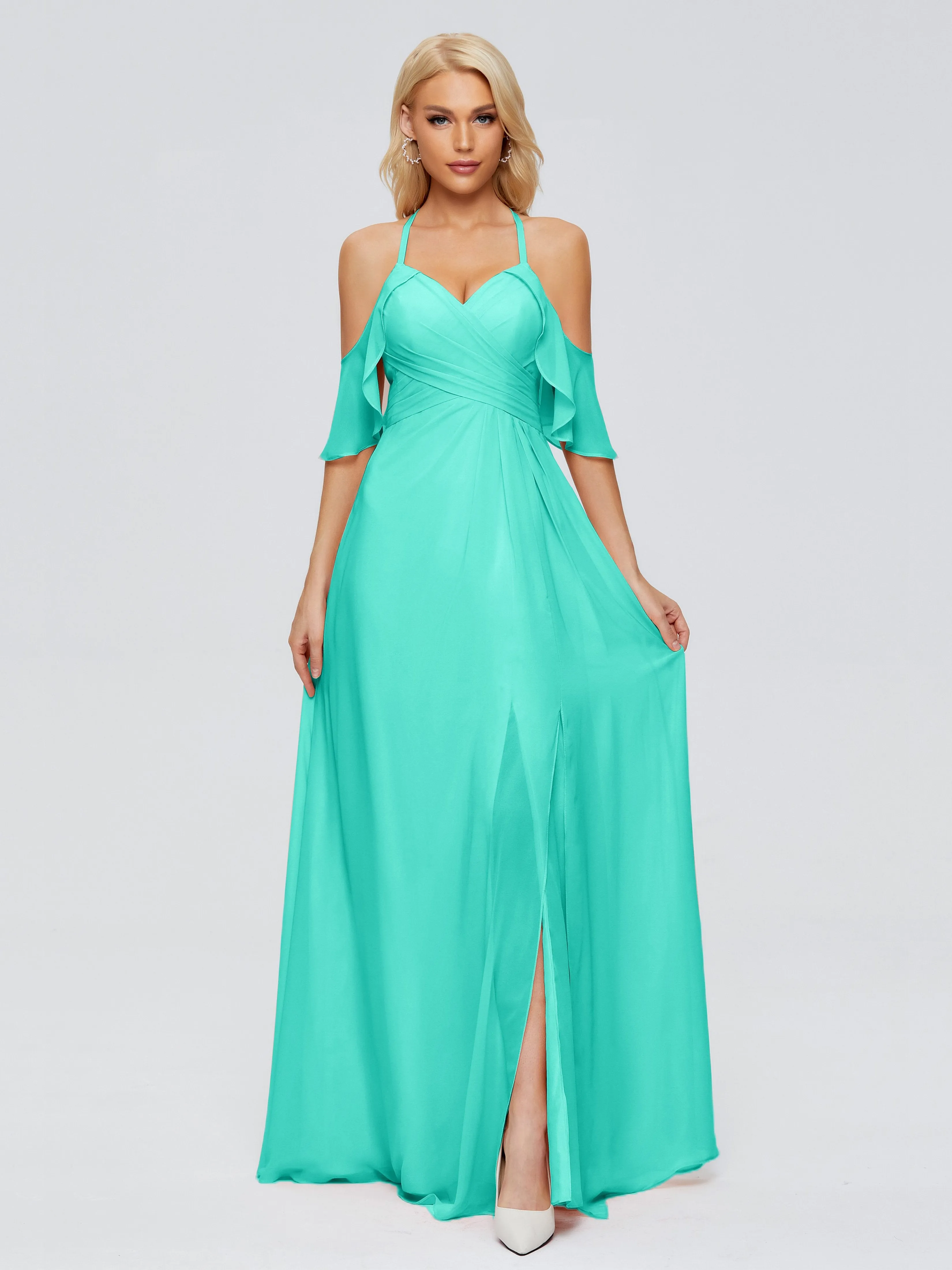 Taylor Elegant A-line Split Chiffon Bridesmaid Dresses