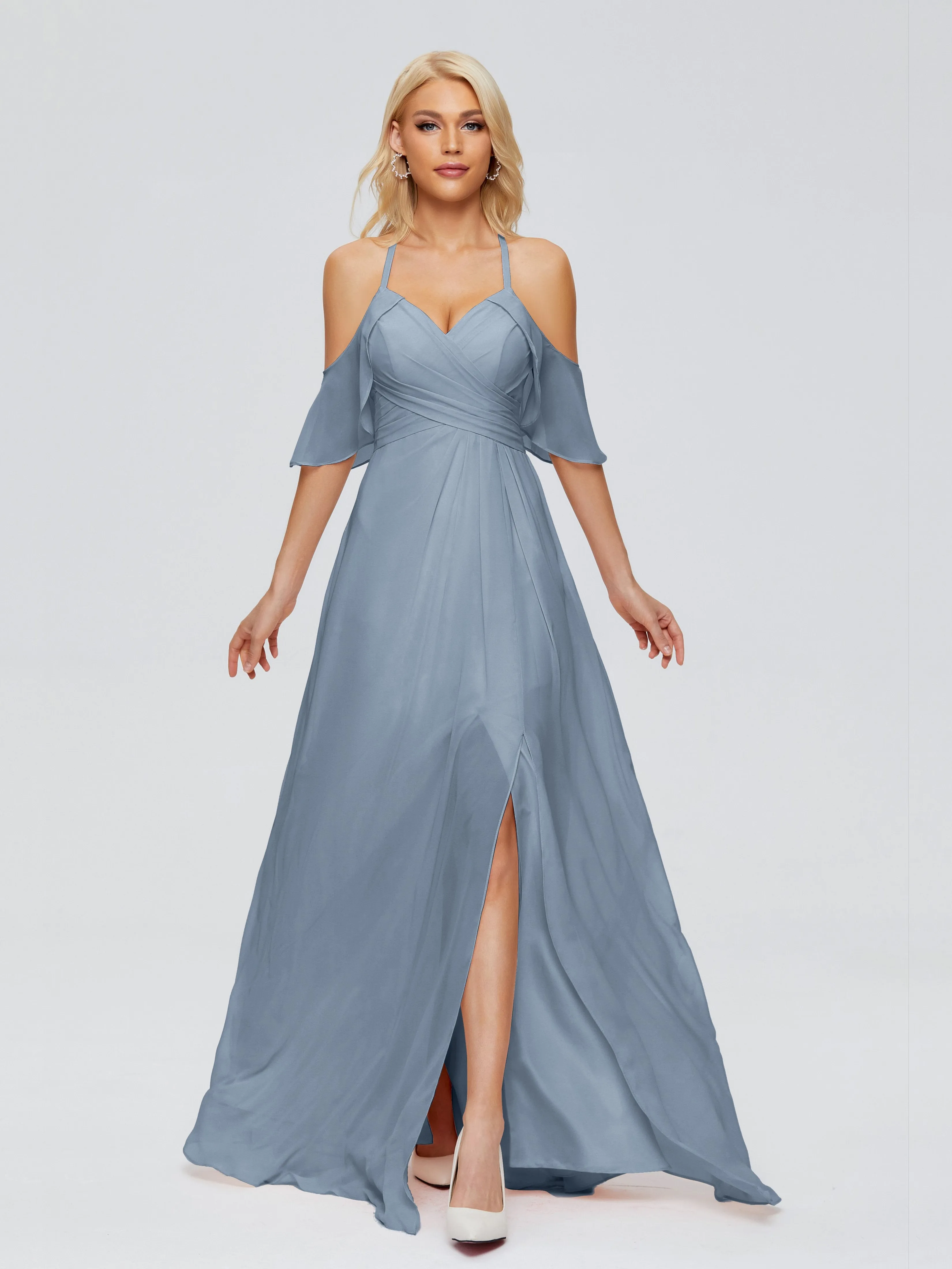 Taylor Elegant A-line Split Chiffon Bridesmaid Dresses