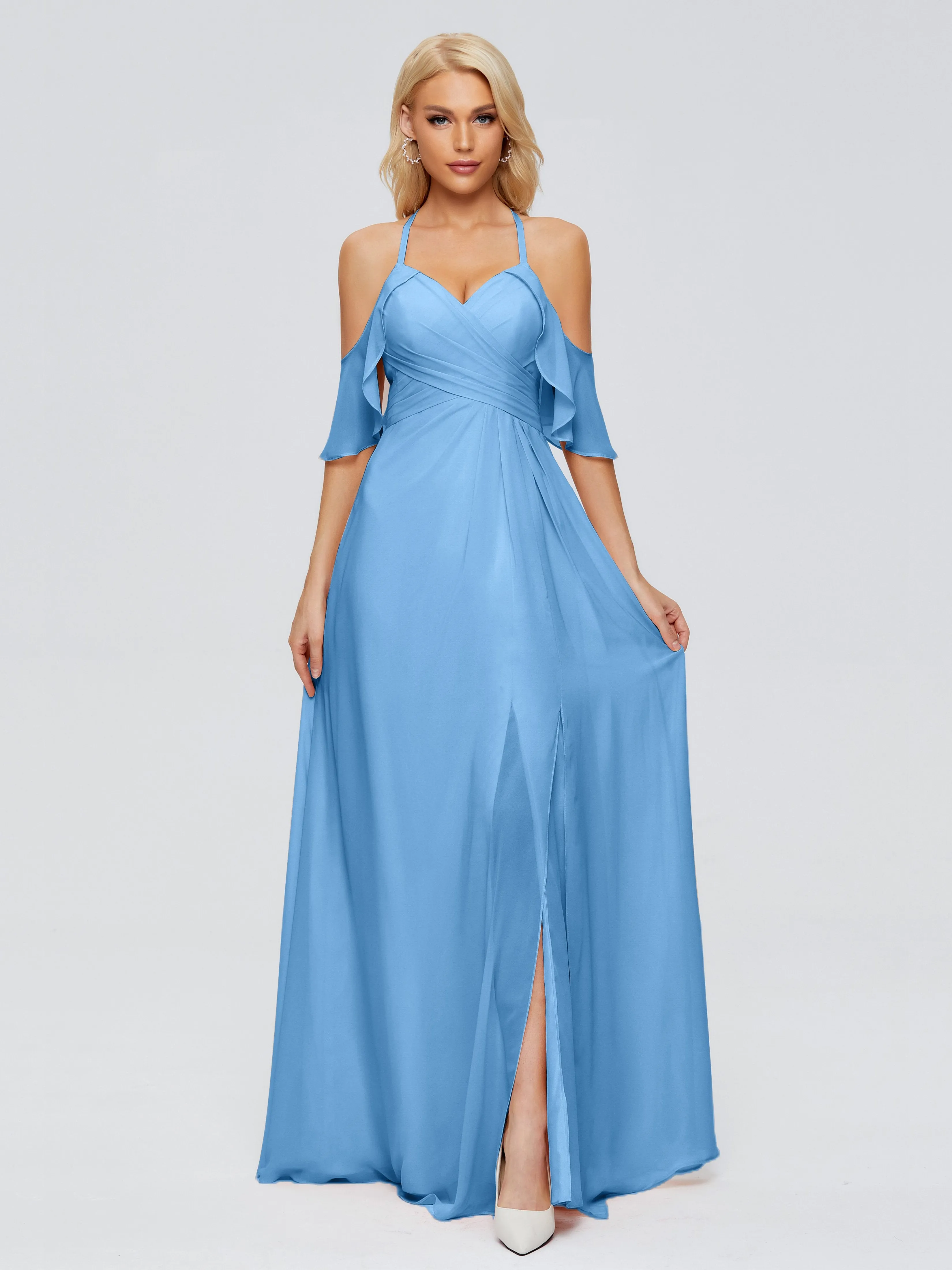 Taylor Elegant A-line Split Chiffon Bridesmaid Dresses