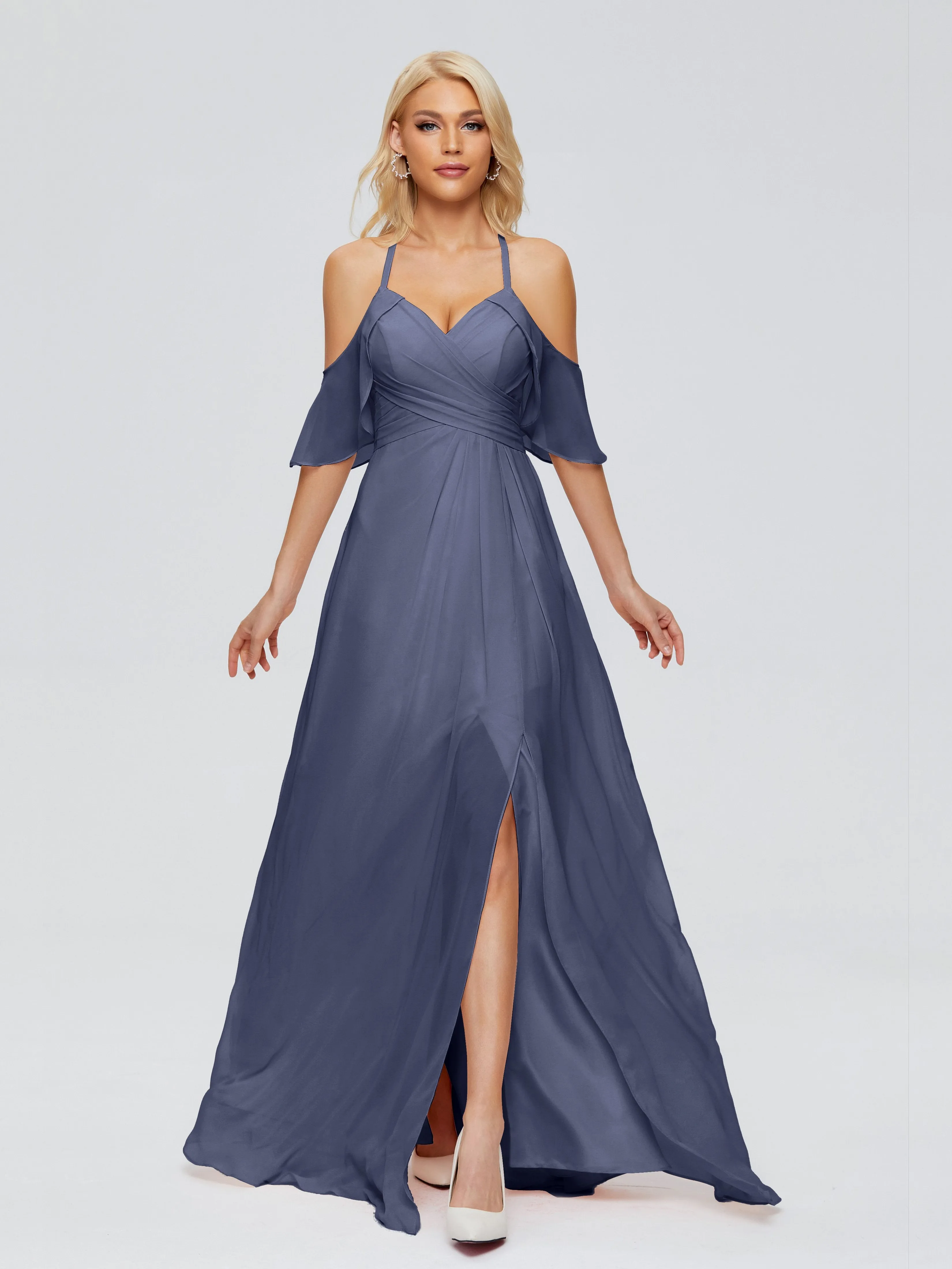 Taylor Elegant A-line Split Chiffon Bridesmaid Dresses