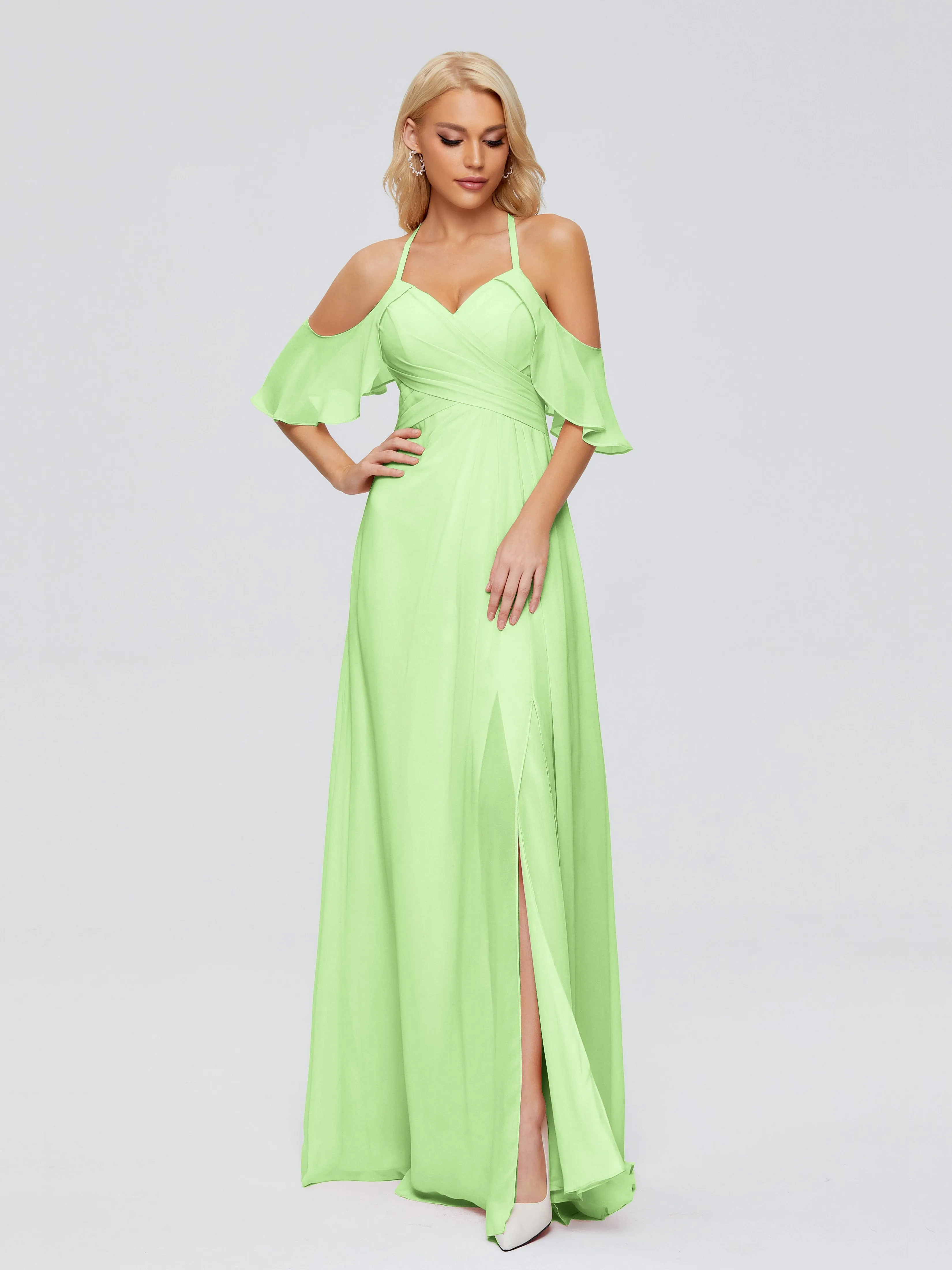 Taylor Elegant A-line Split Chiffon Bridesmaid Dresses