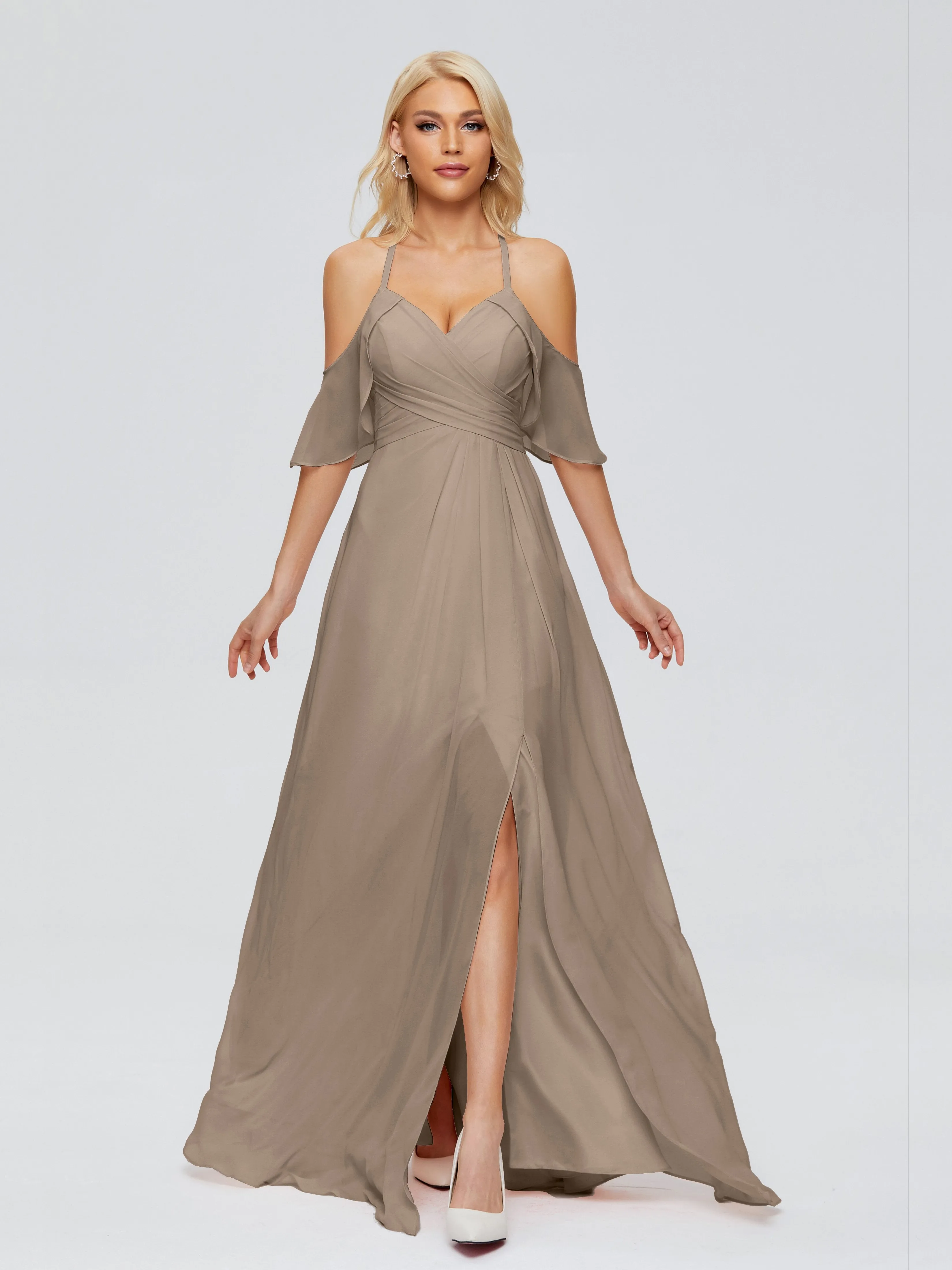 Taylor Elegant A-line Split Chiffon Bridesmaid Dresses