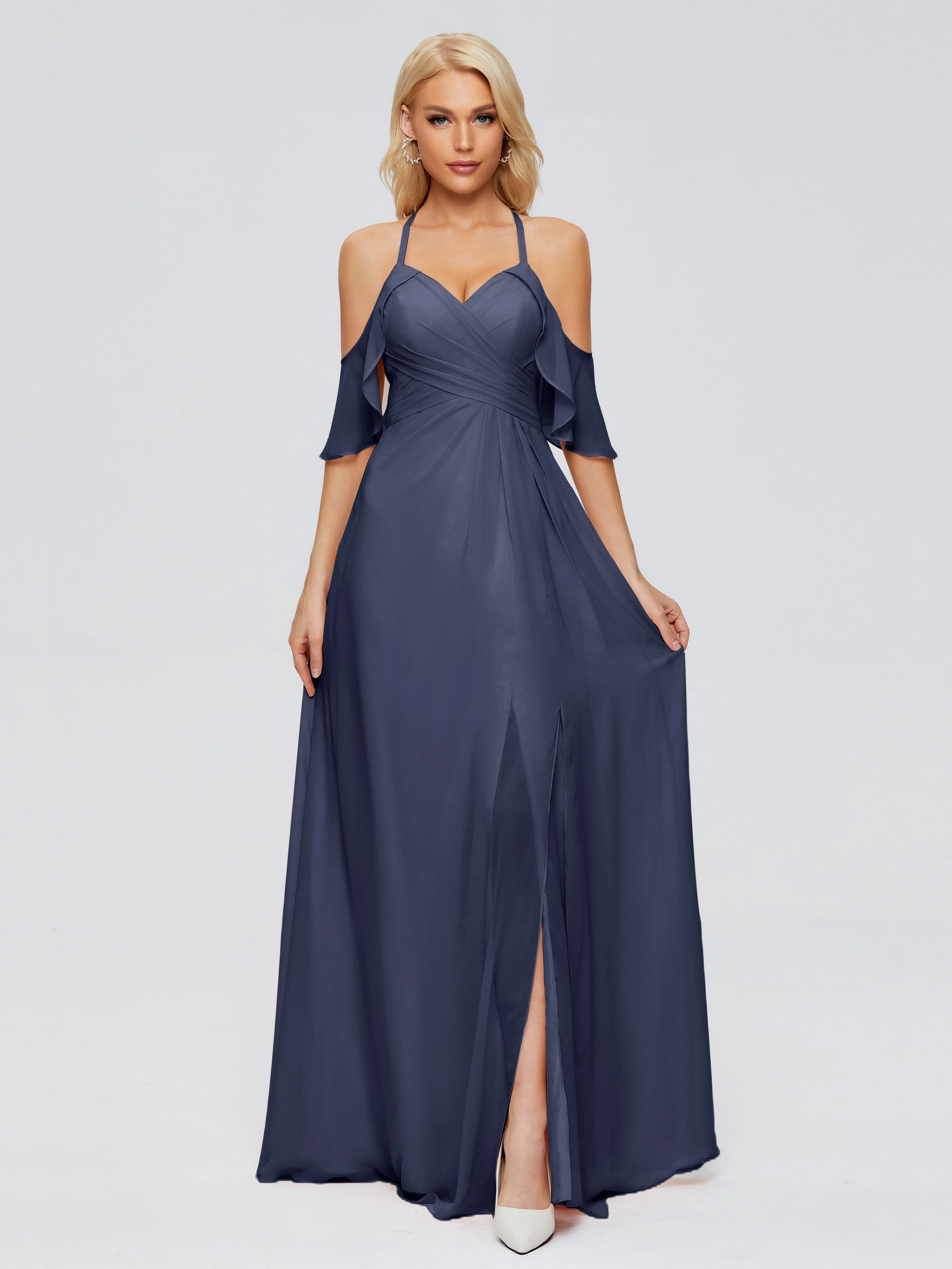 Taylor Elegant A-line Split Chiffon Bridesmaid Dresses