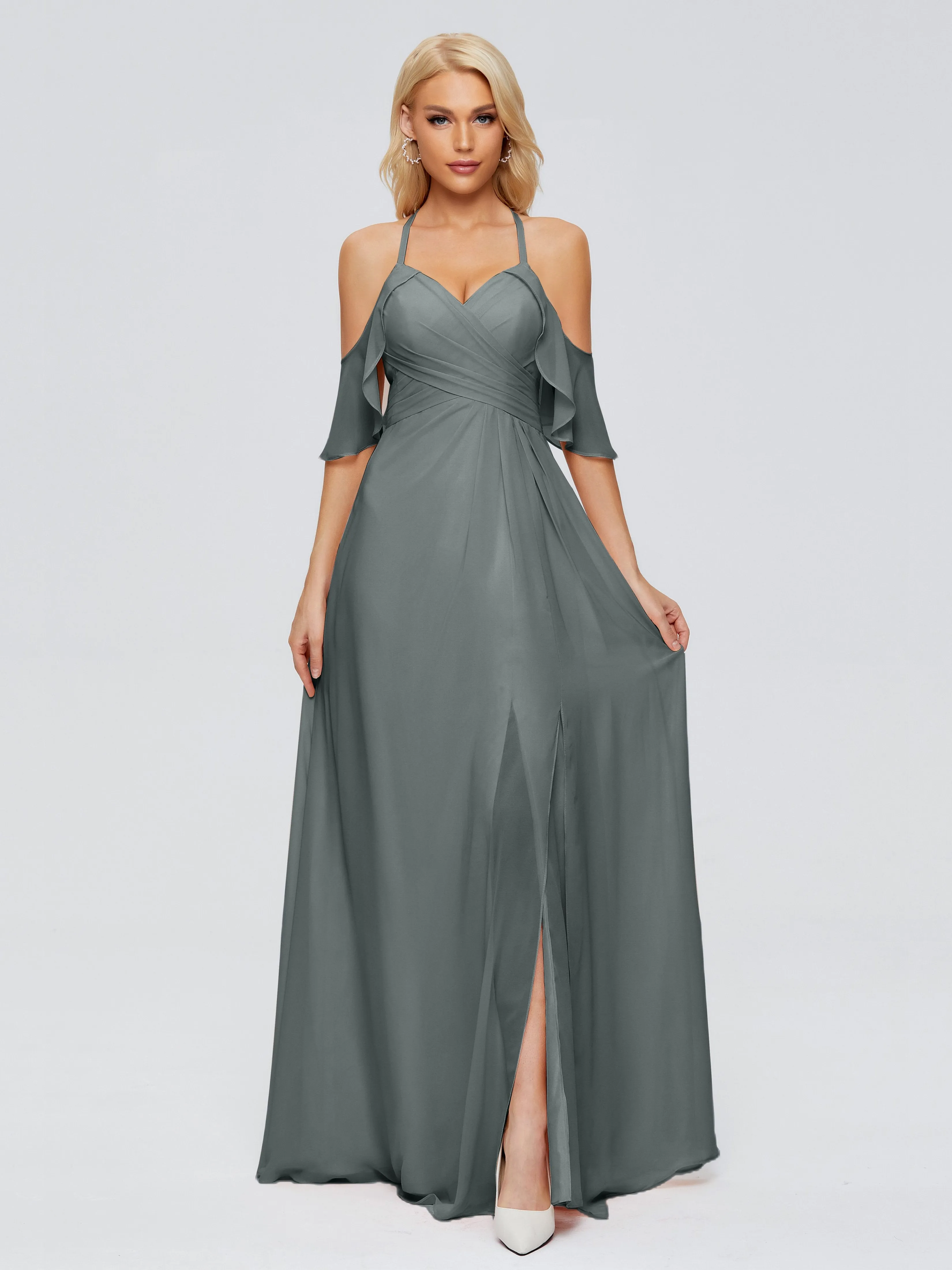 Taylor Elegant A-line Split Chiffon Bridesmaid Dresses