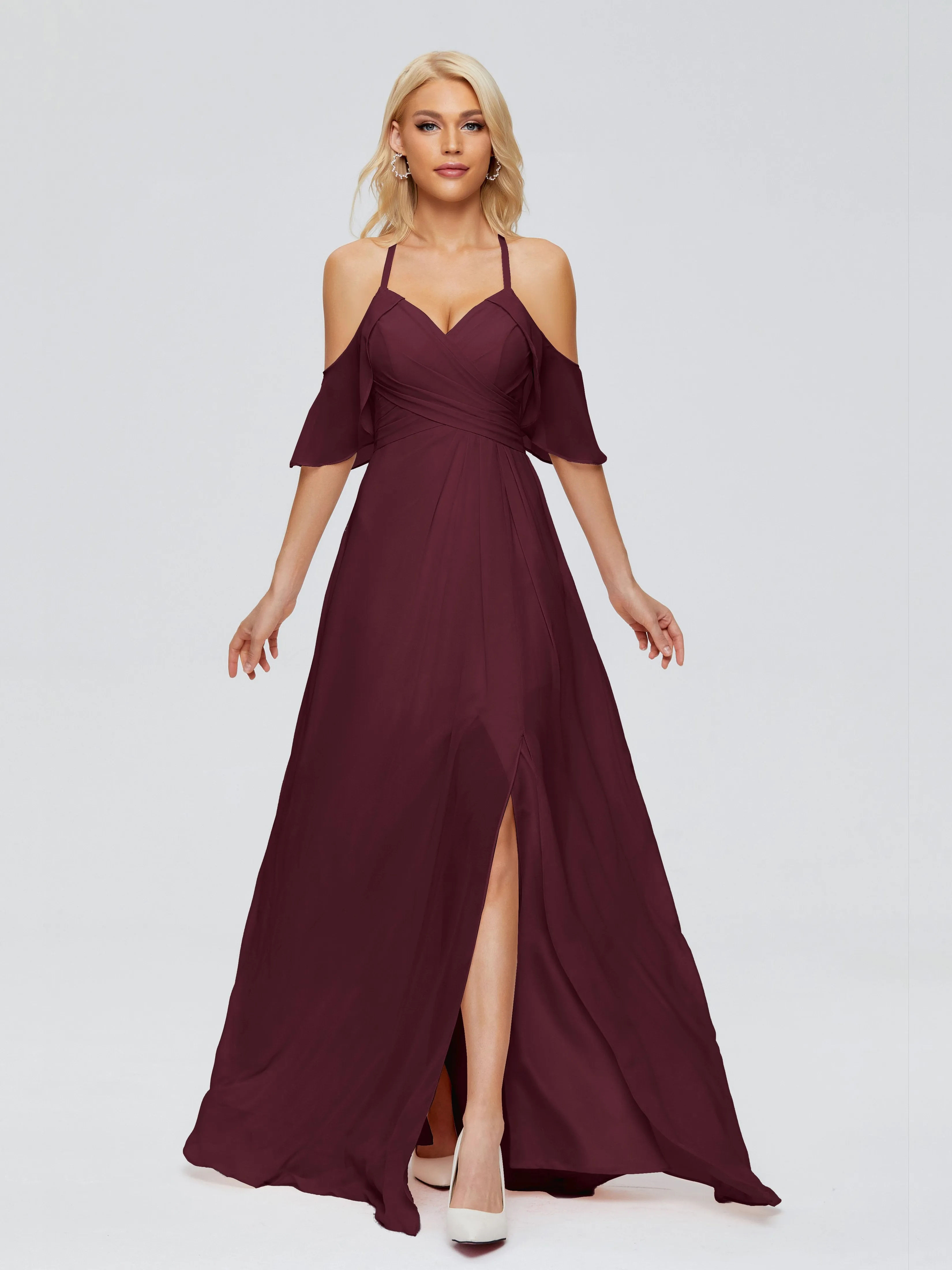Taylor Elegant A-line Split Chiffon Bridesmaid Dresses