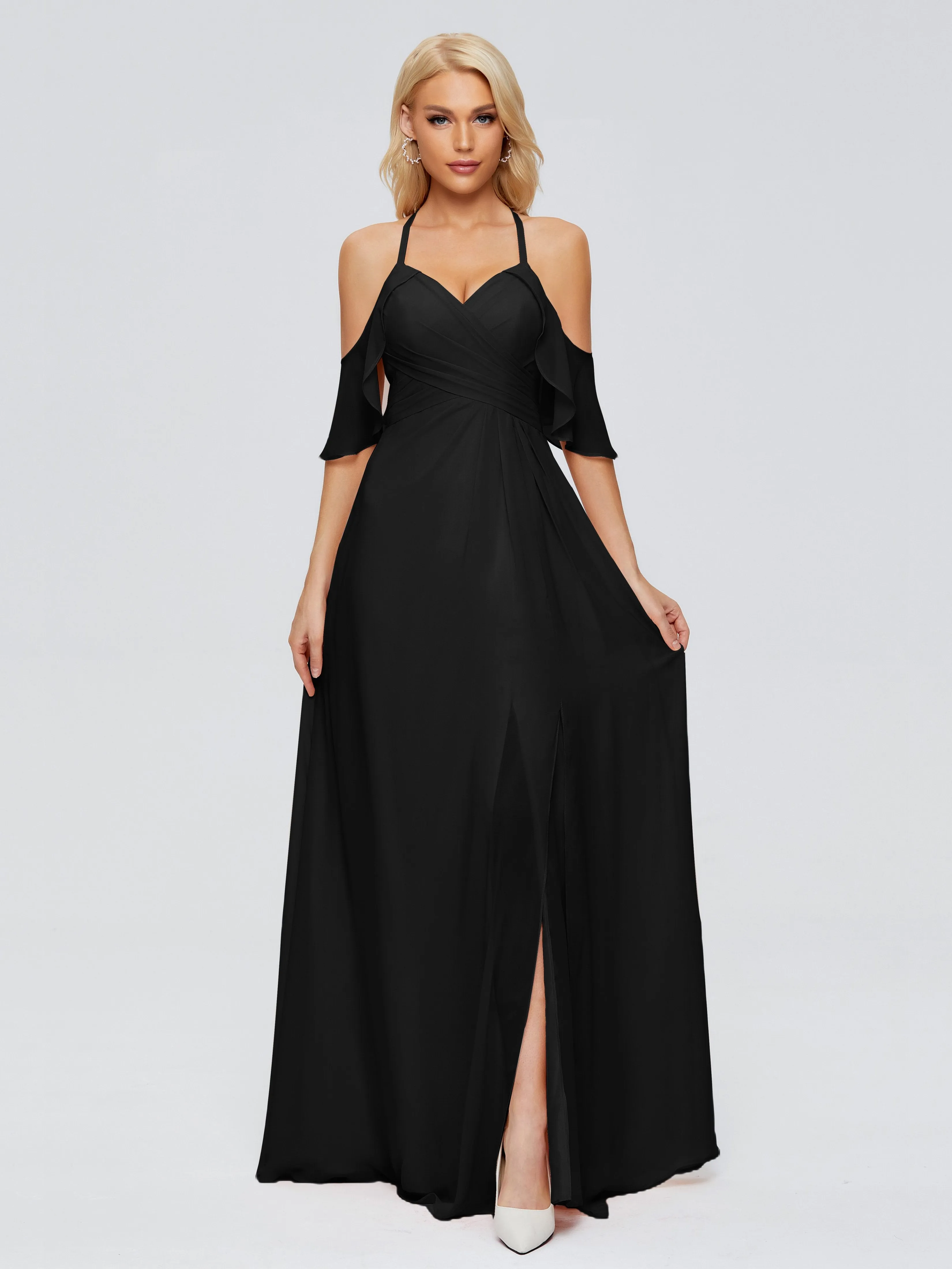 Taylor Elegant A-line Split Chiffon Bridesmaid Dresses