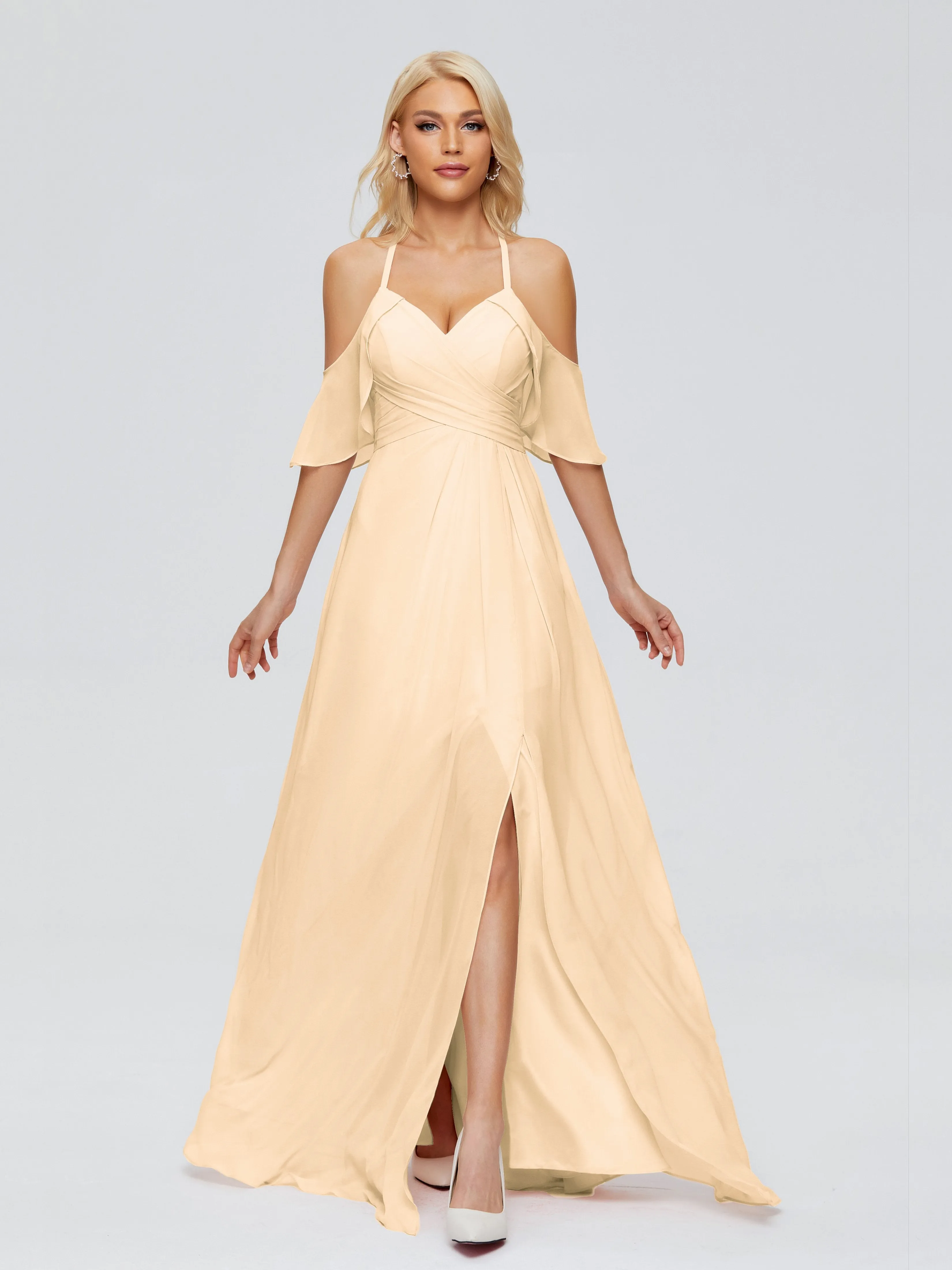 Taylor Elegant A-line Split Chiffon Bridesmaid Dresses