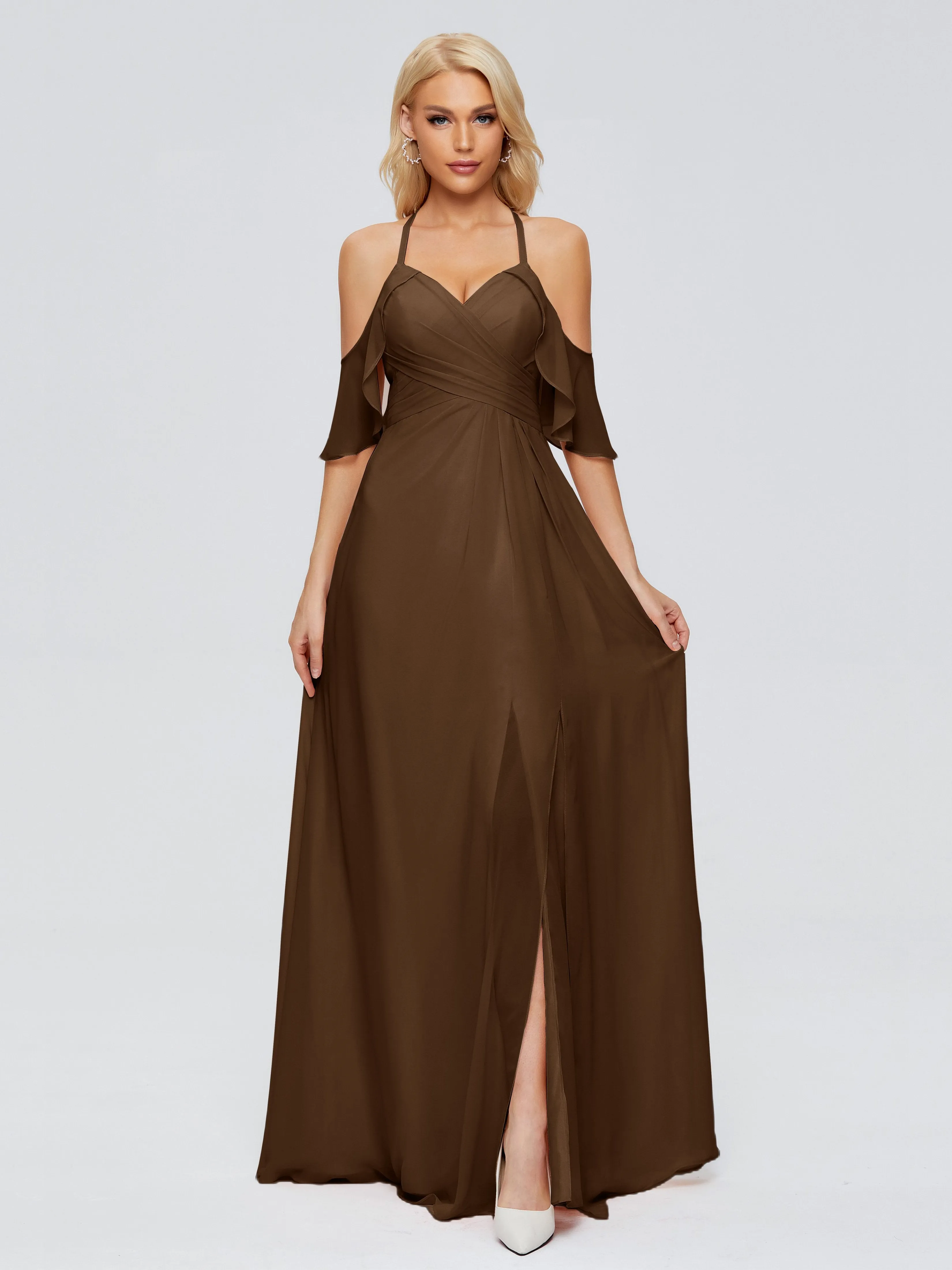 Taylor Elegant A-line Split Chiffon Bridesmaid Dresses