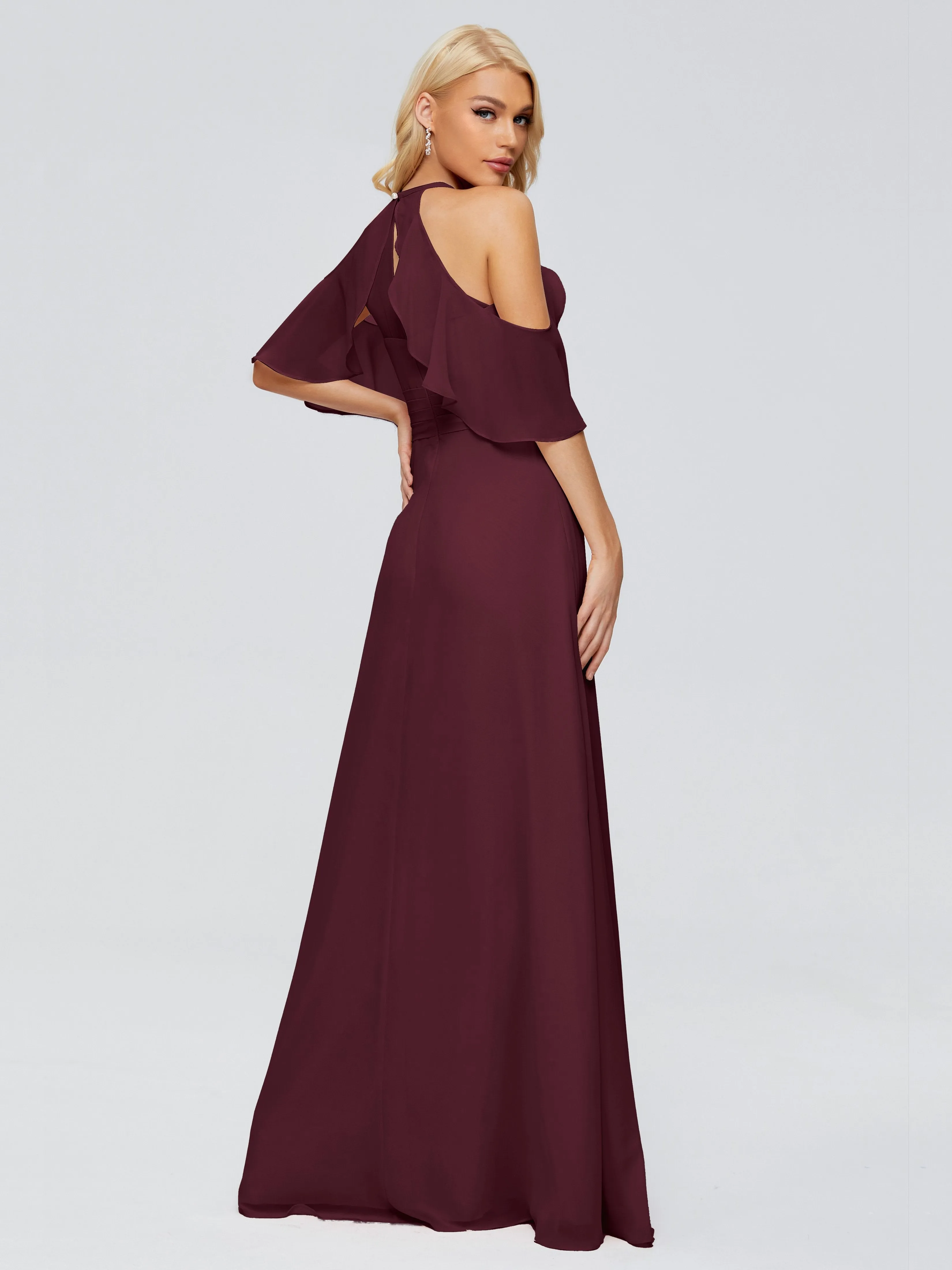 Taylor Elegant A-line Split Chiffon Bridesmaid Dresses