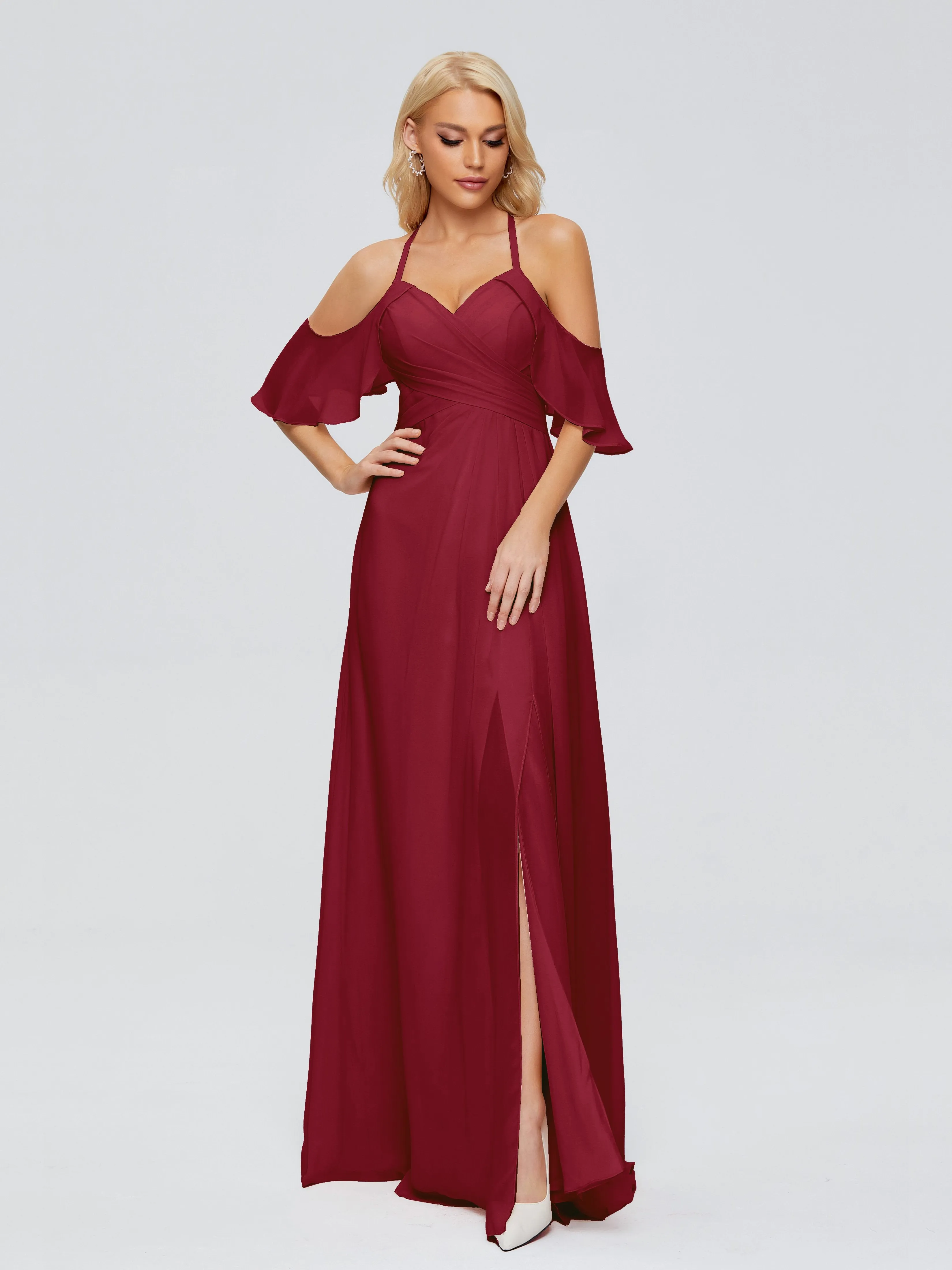 Taylor Elegant A-line Split Chiffon Bridesmaid Dresses