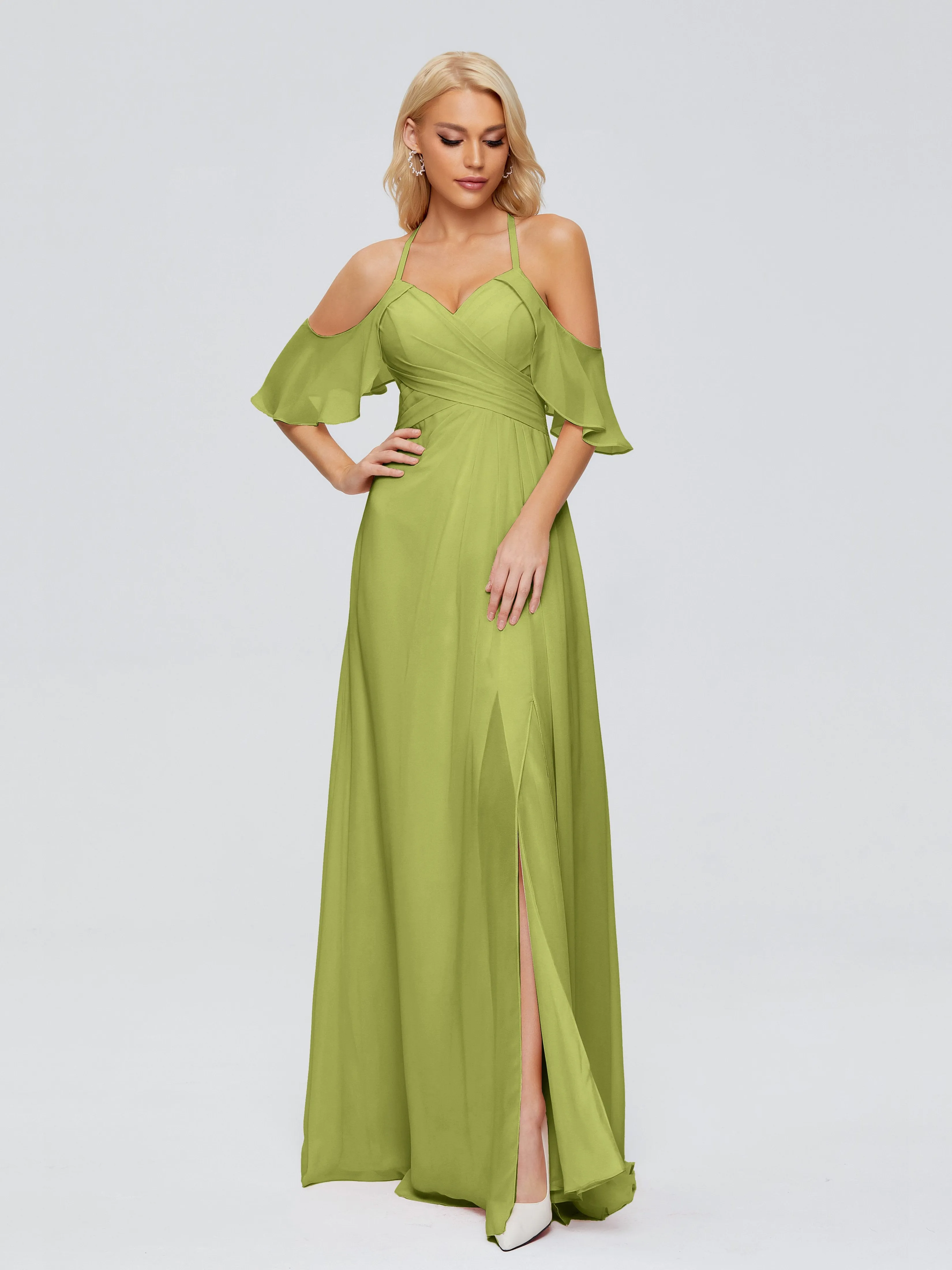 Taylor Elegant A-line Split Chiffon Bridesmaid Dresses
