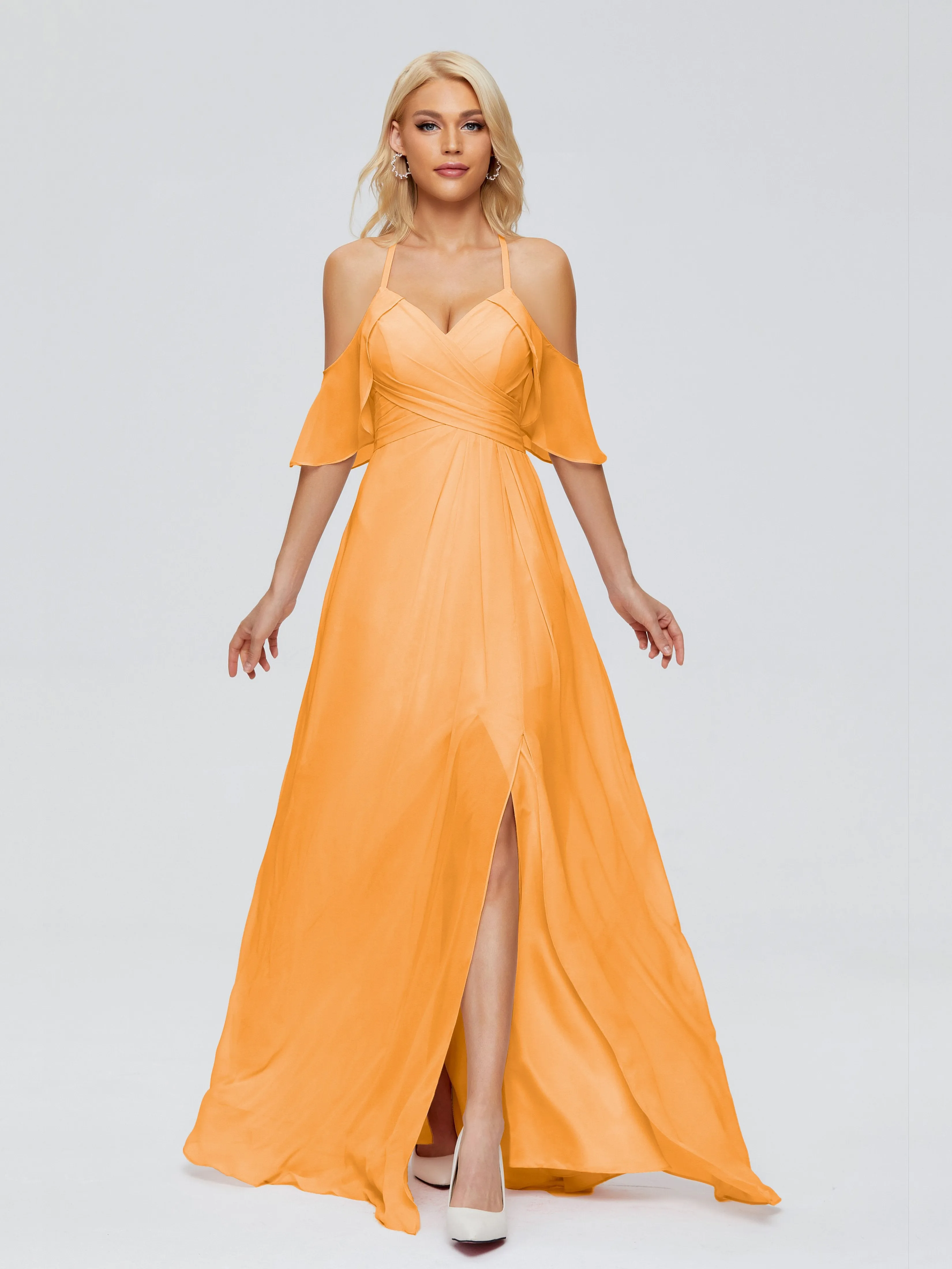Taylor Elegant A-line Split Chiffon Bridesmaid Dresses