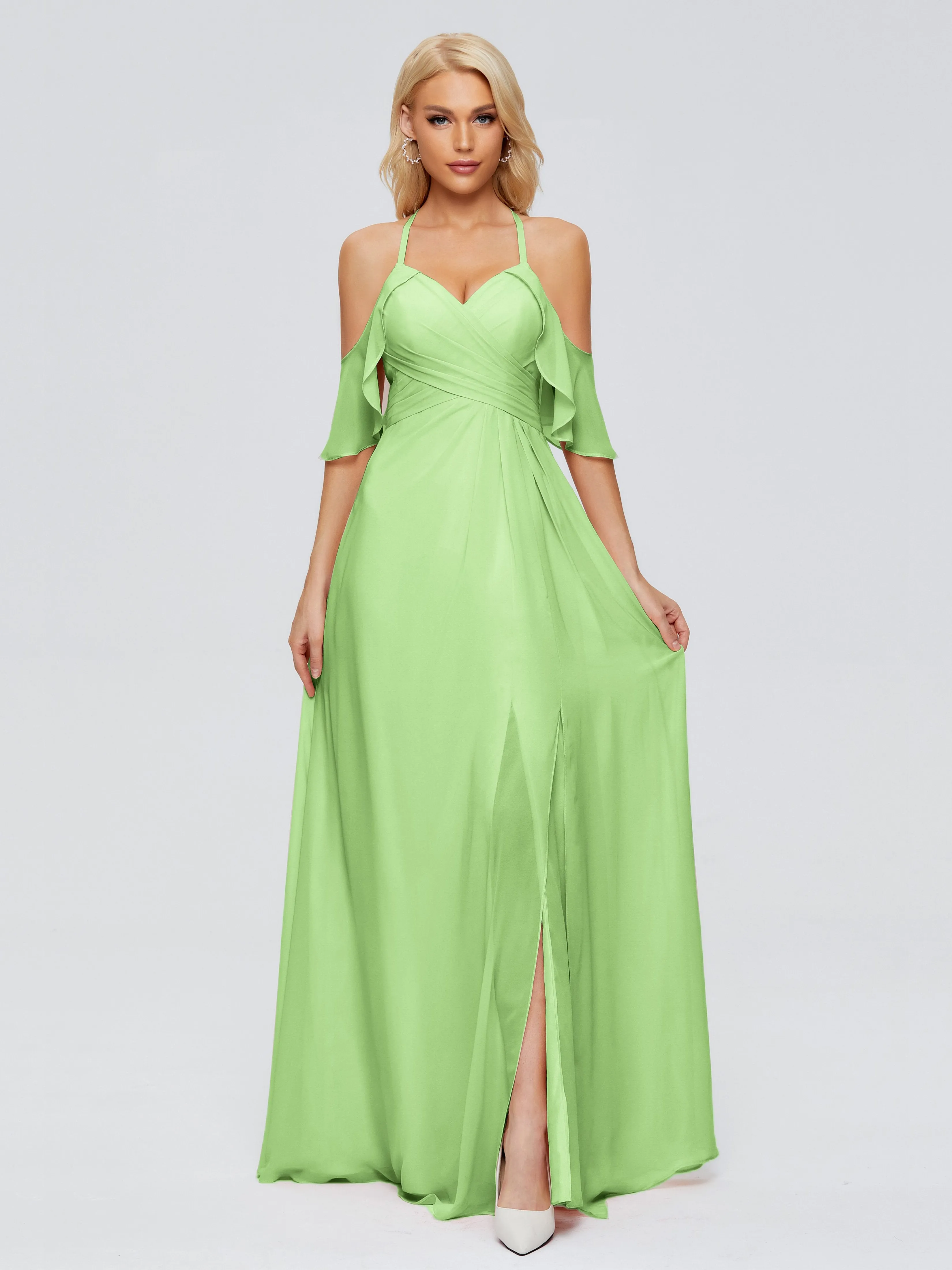 Taylor Elegant A-line Split Chiffon Bridesmaid Dresses