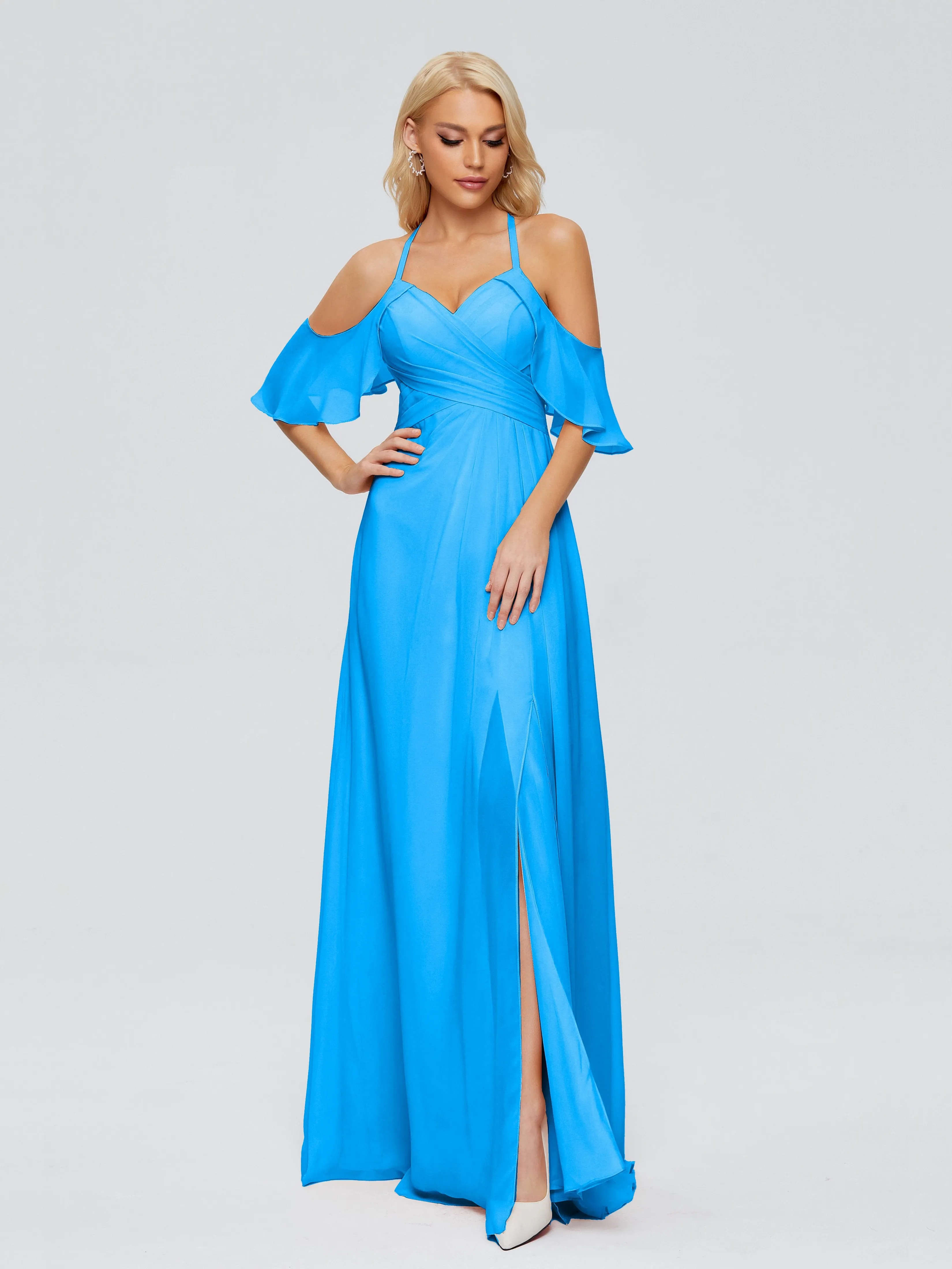 Taylor Elegant A-line Split Chiffon Bridesmaid Dresses