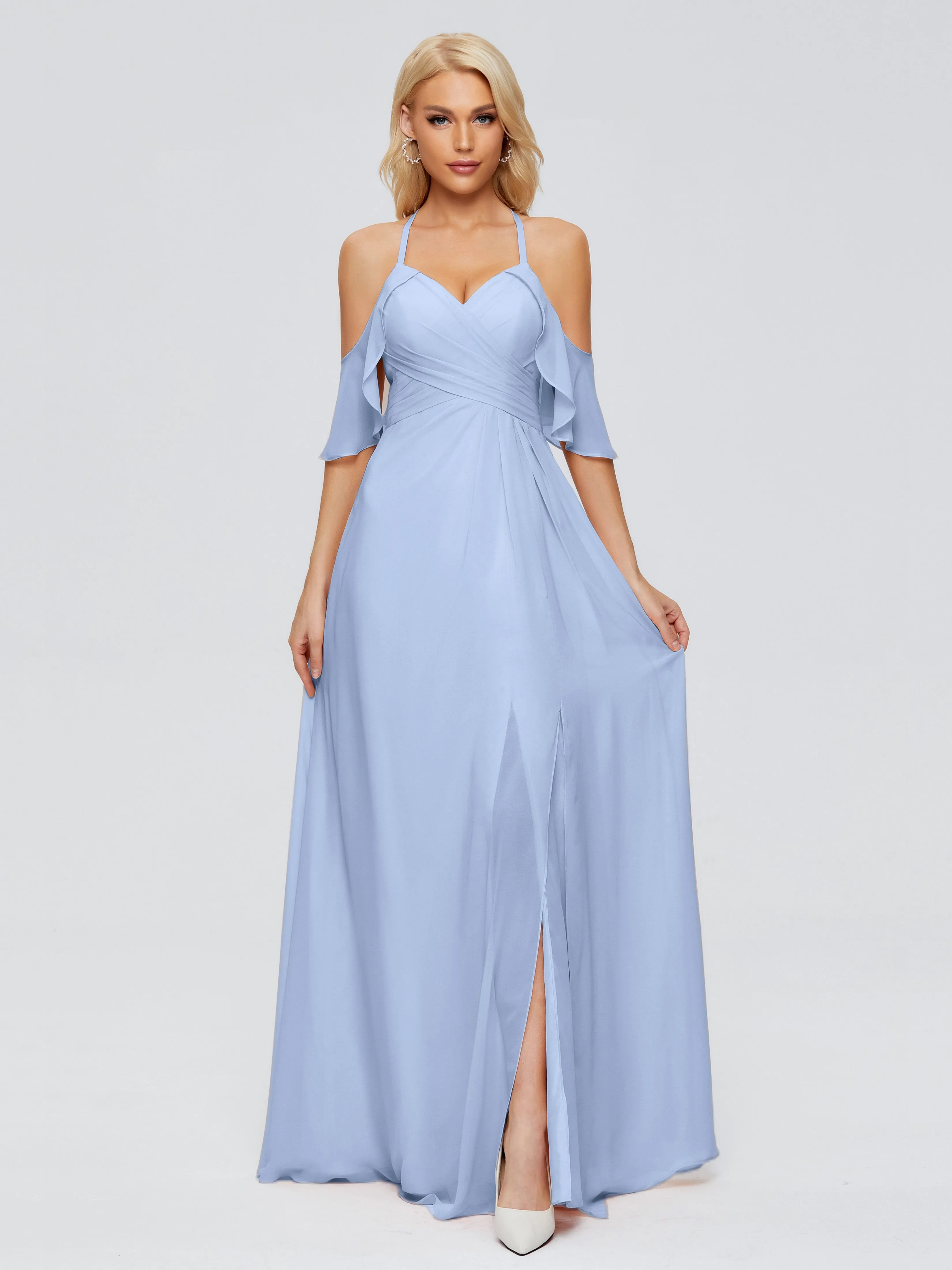 Taylor Elegant A-line Split Chiffon Bridesmaid Dresses