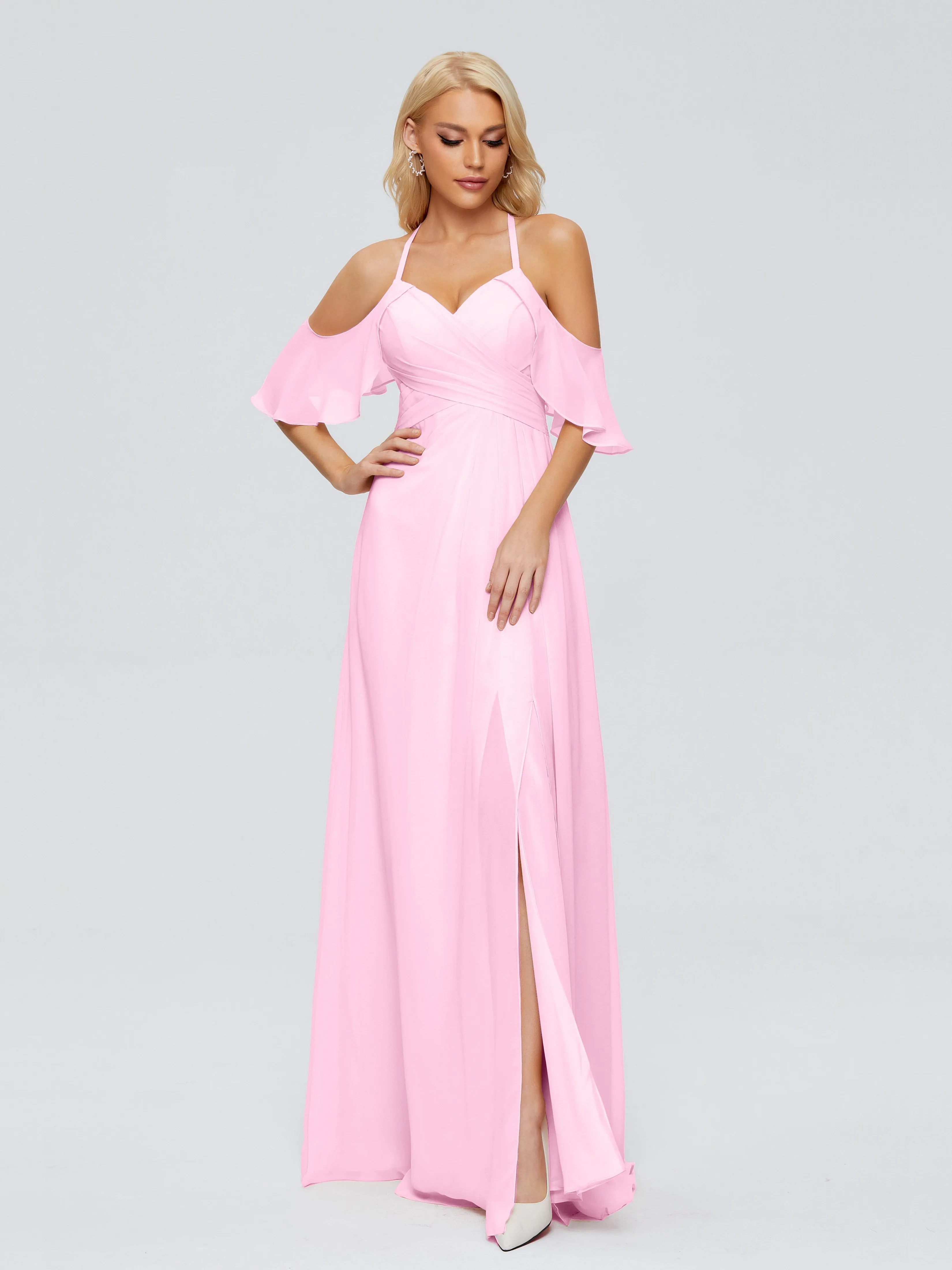 Taylor Elegant A-line Split Chiffon Bridesmaid Dresses