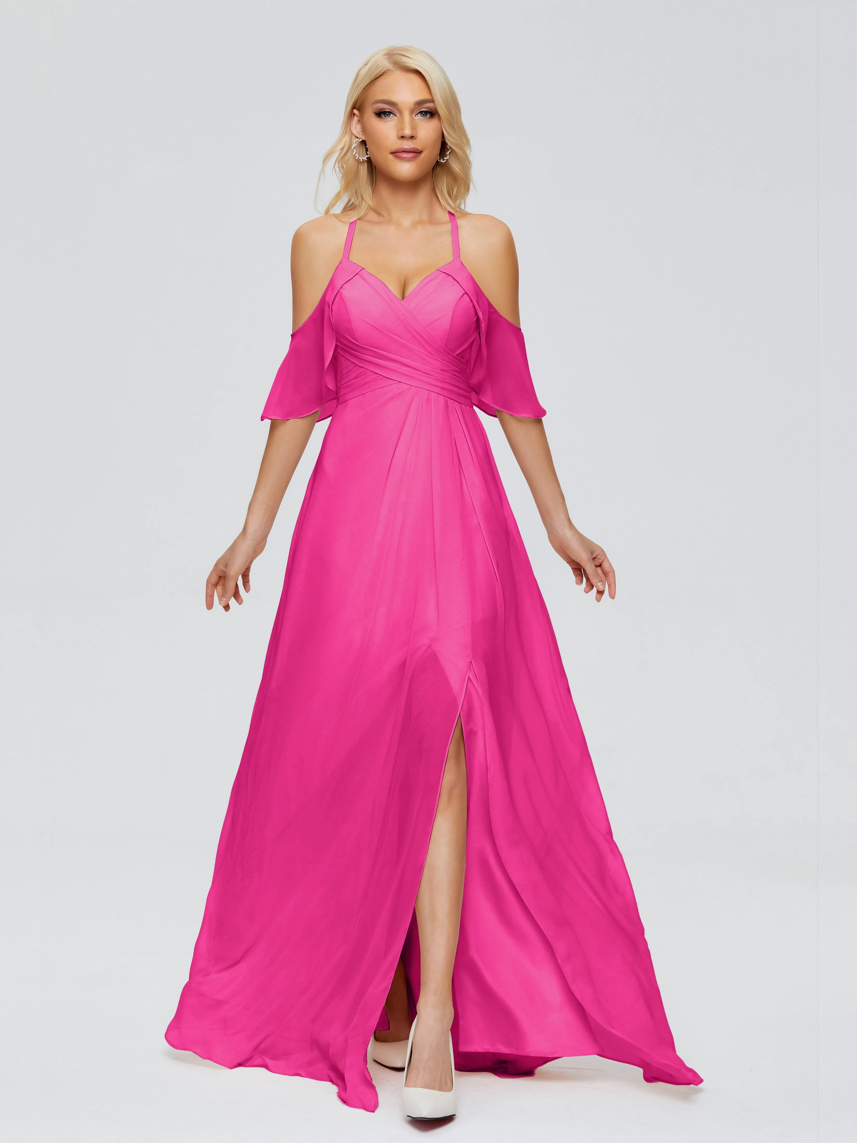 Taylor Elegant A-line Split Chiffon Bridesmaid Dresses