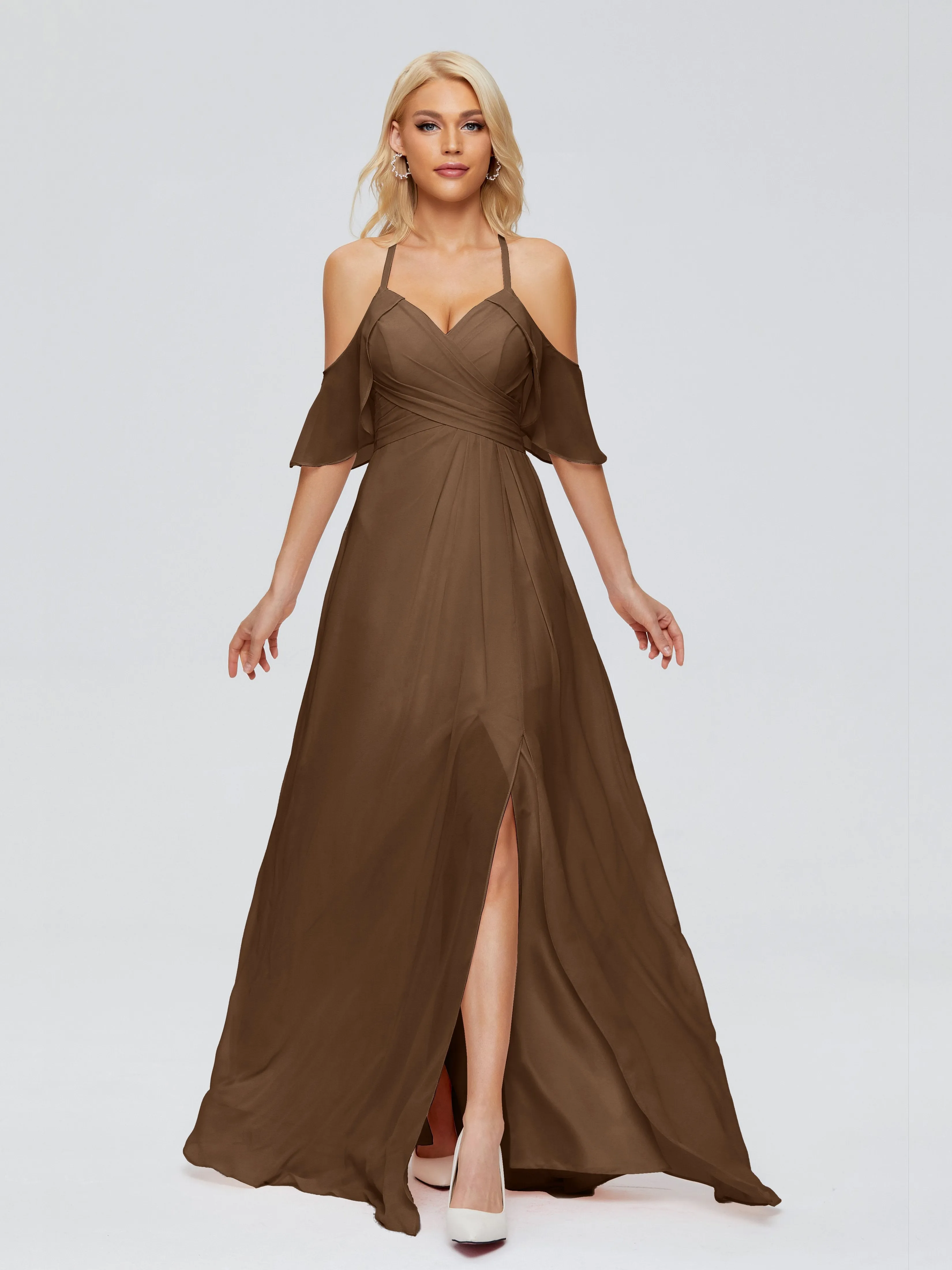Taylor Elegant A-line Split Chiffon Bridesmaid Dresses