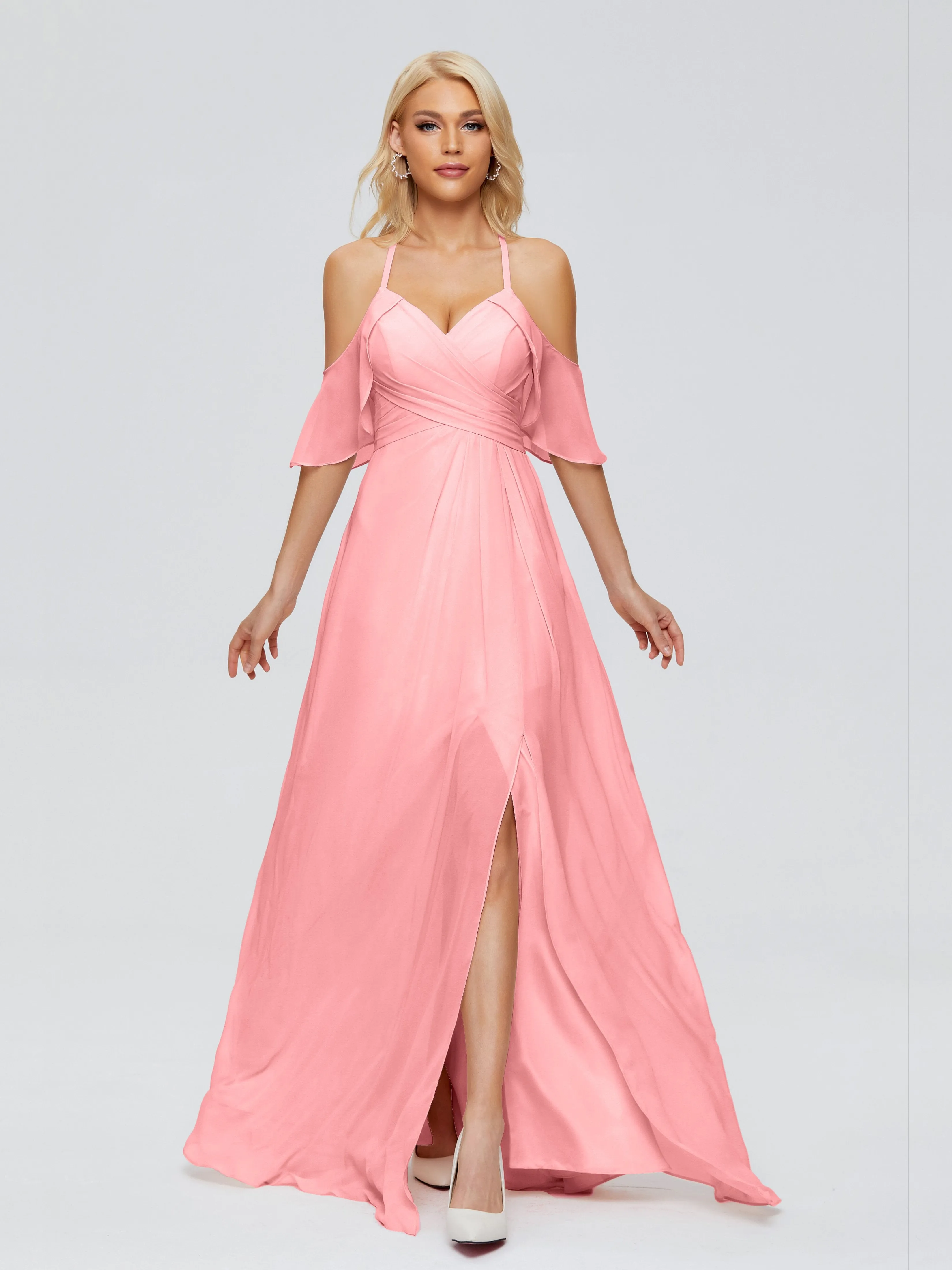 Taylor Elegant A-line Split Chiffon Bridesmaid Dresses