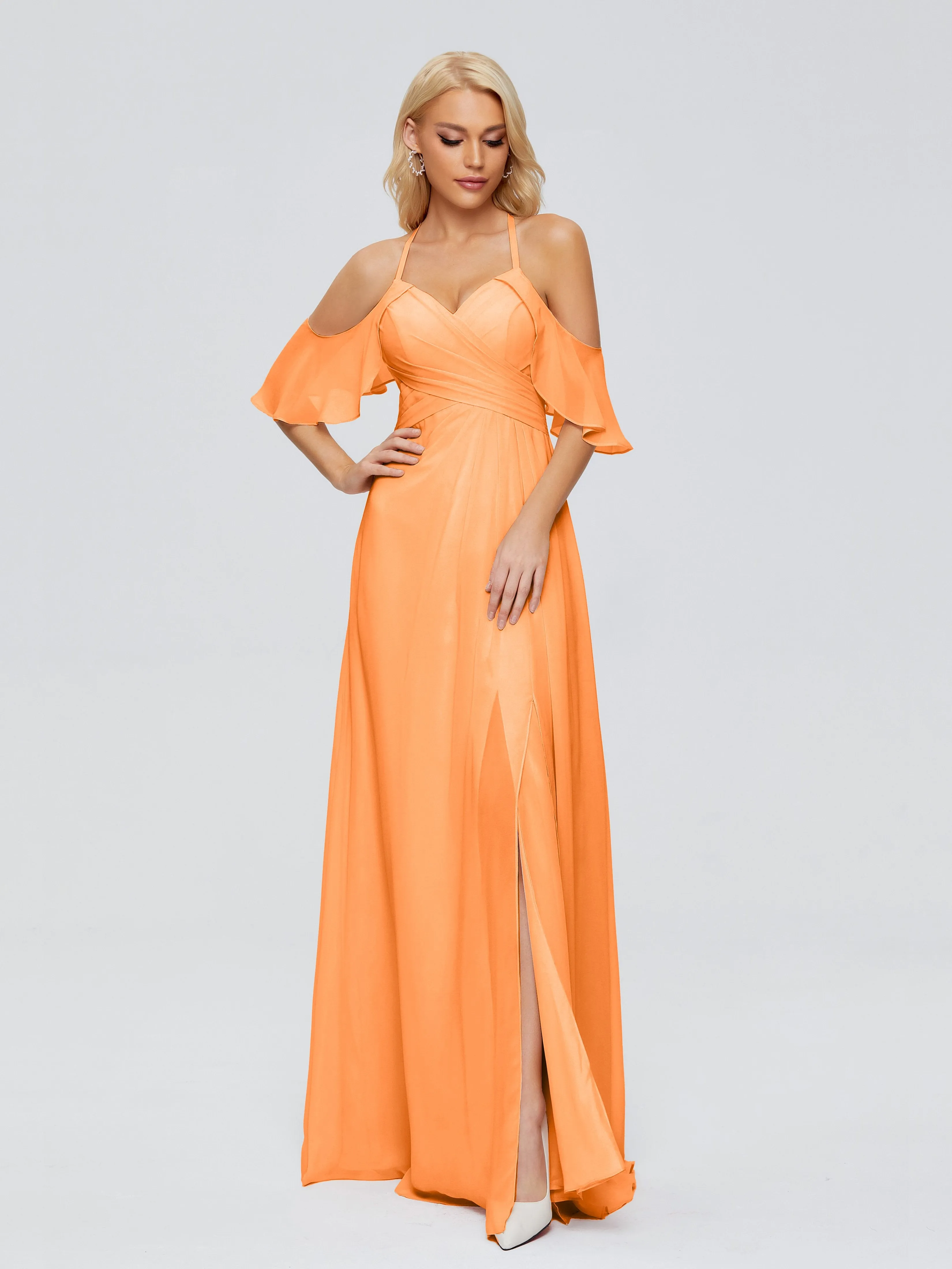 Taylor Elegant A-line Split Chiffon Bridesmaid Dresses