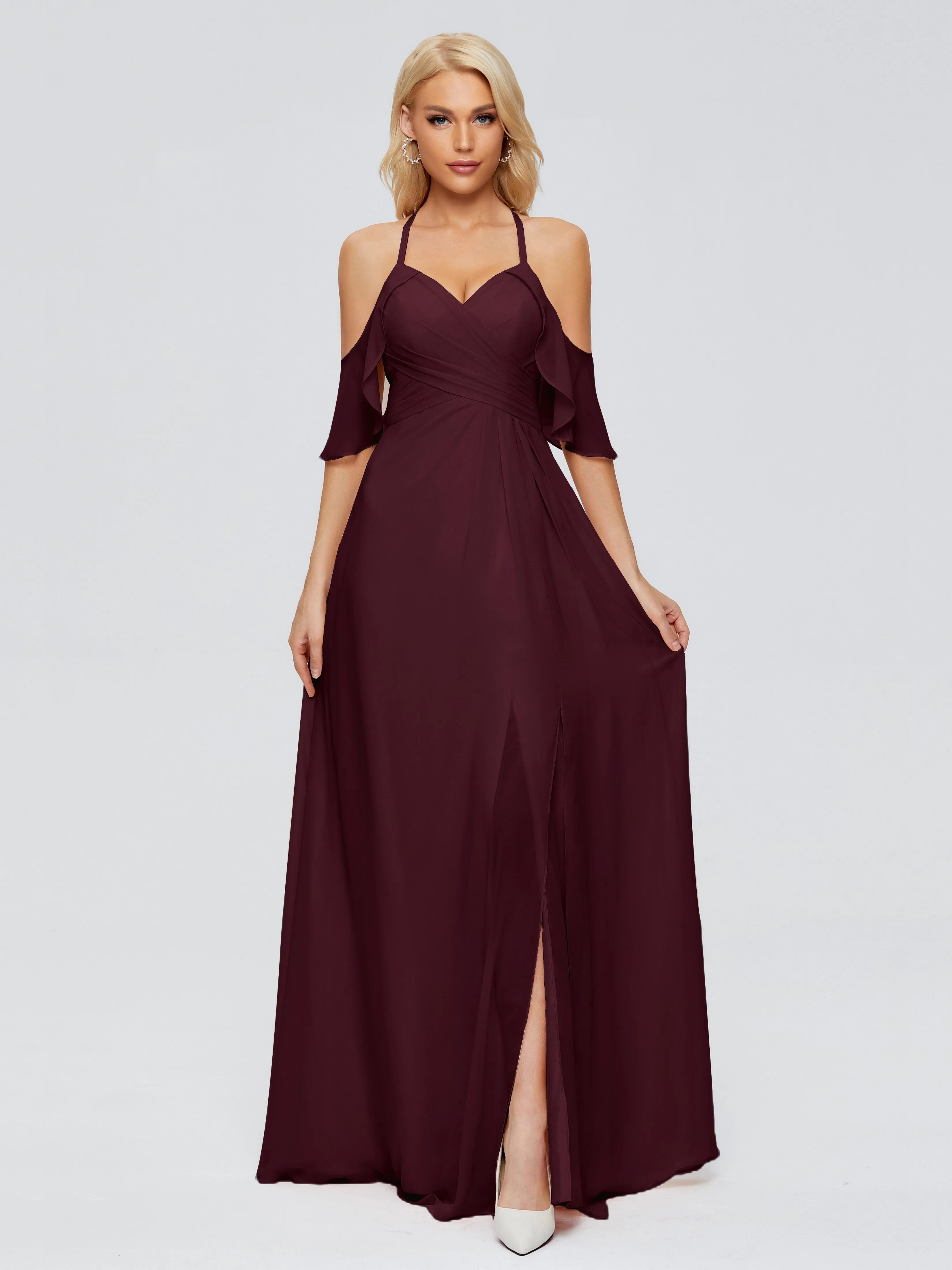 Taylor Elegant A-line Split Chiffon Bridesmaid Dresses