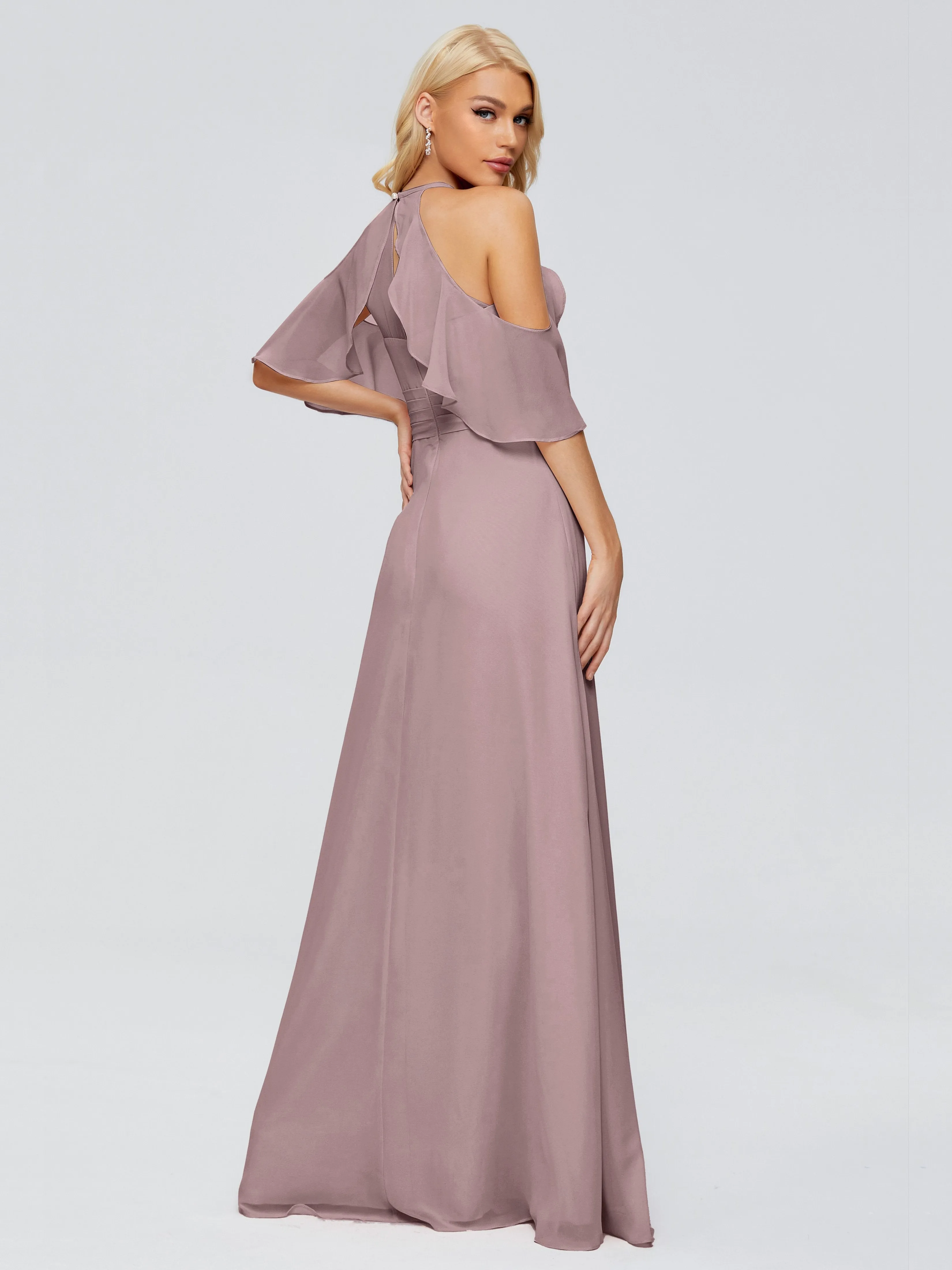 Taylor Elegant A-line Split Chiffon Bridesmaid Dresses