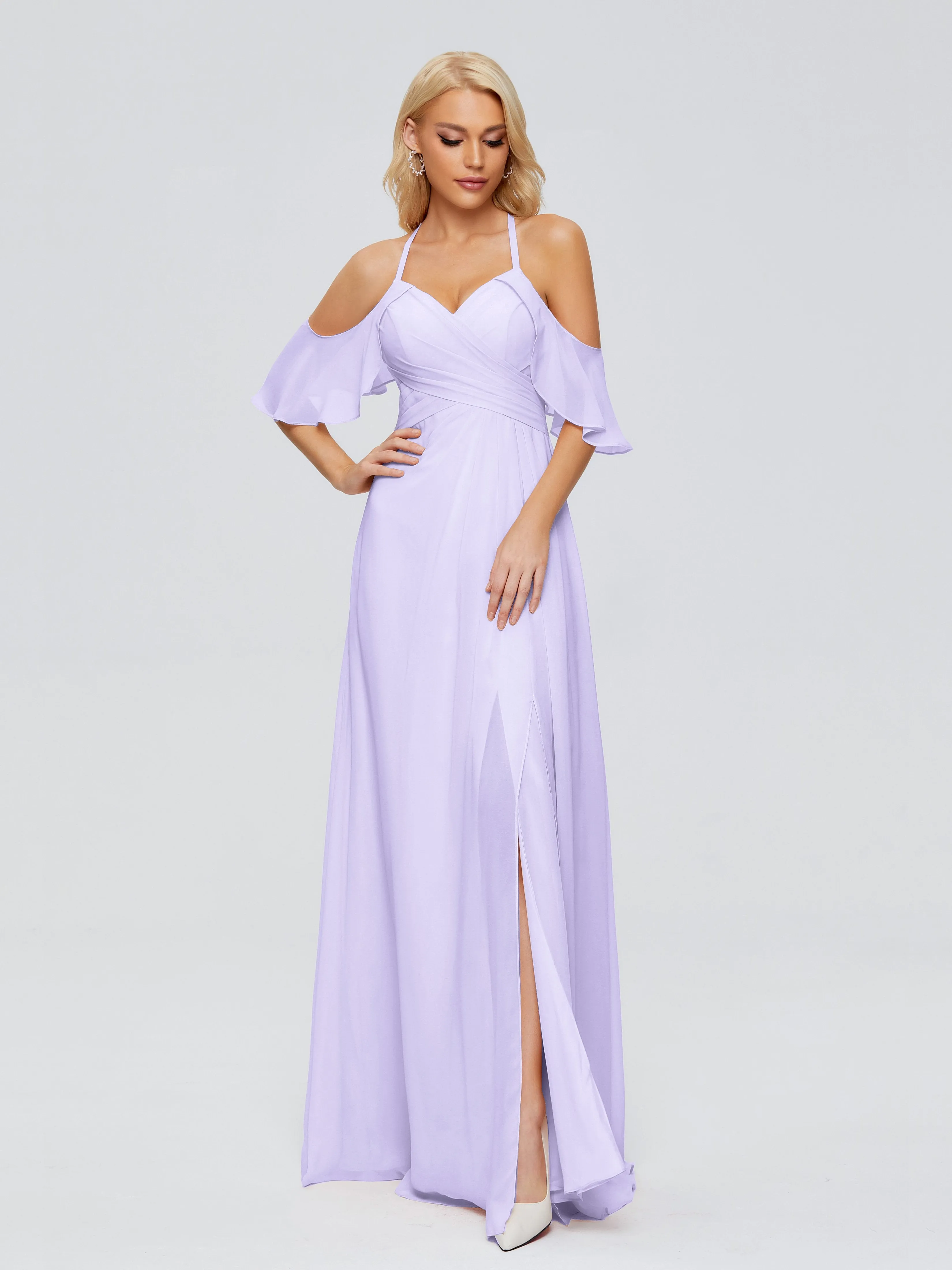 Taylor Elegant A-line Split Chiffon Bridesmaid Dresses