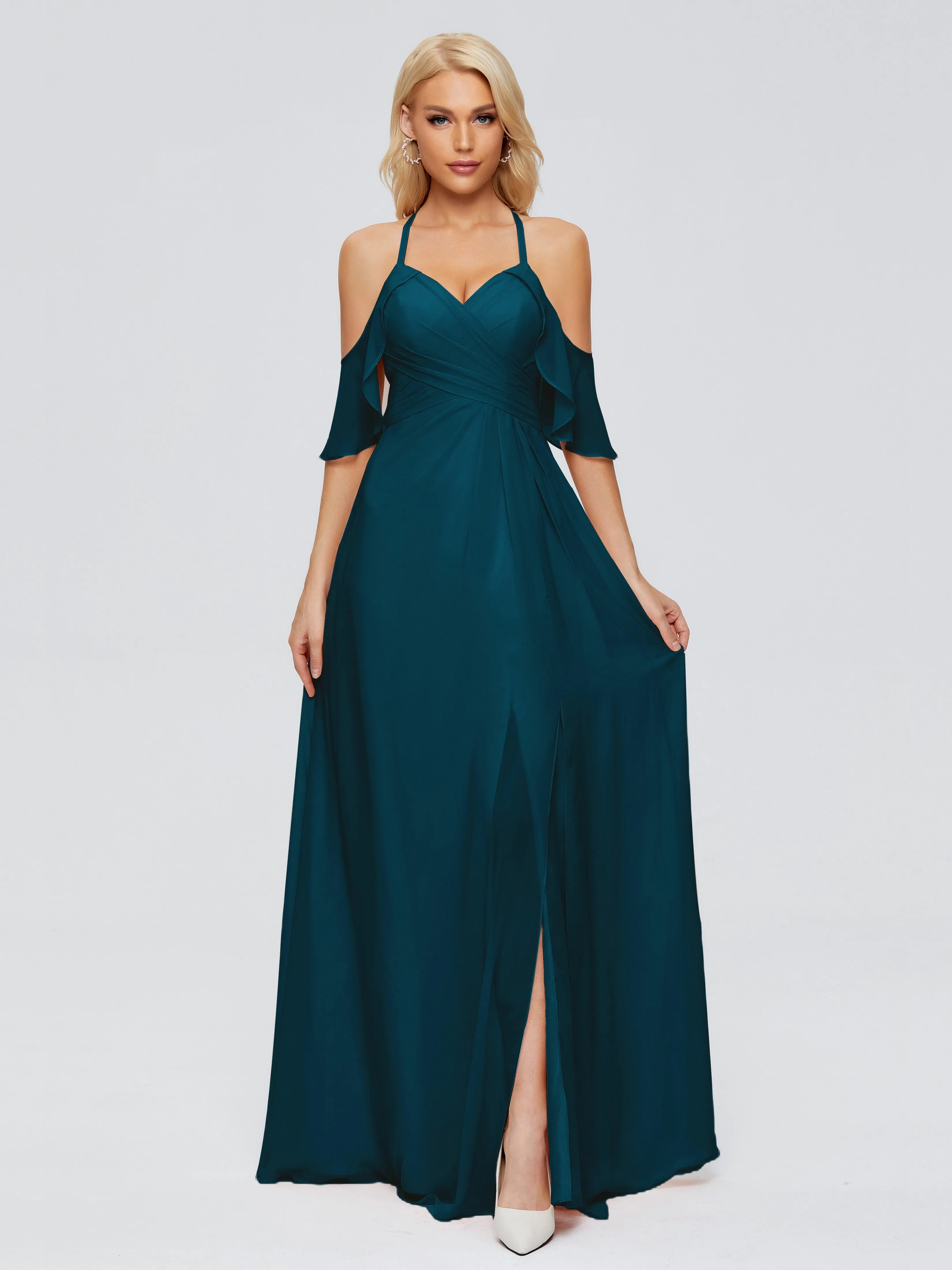 Taylor Elegant A-line Split Chiffon Bridesmaid Dresses