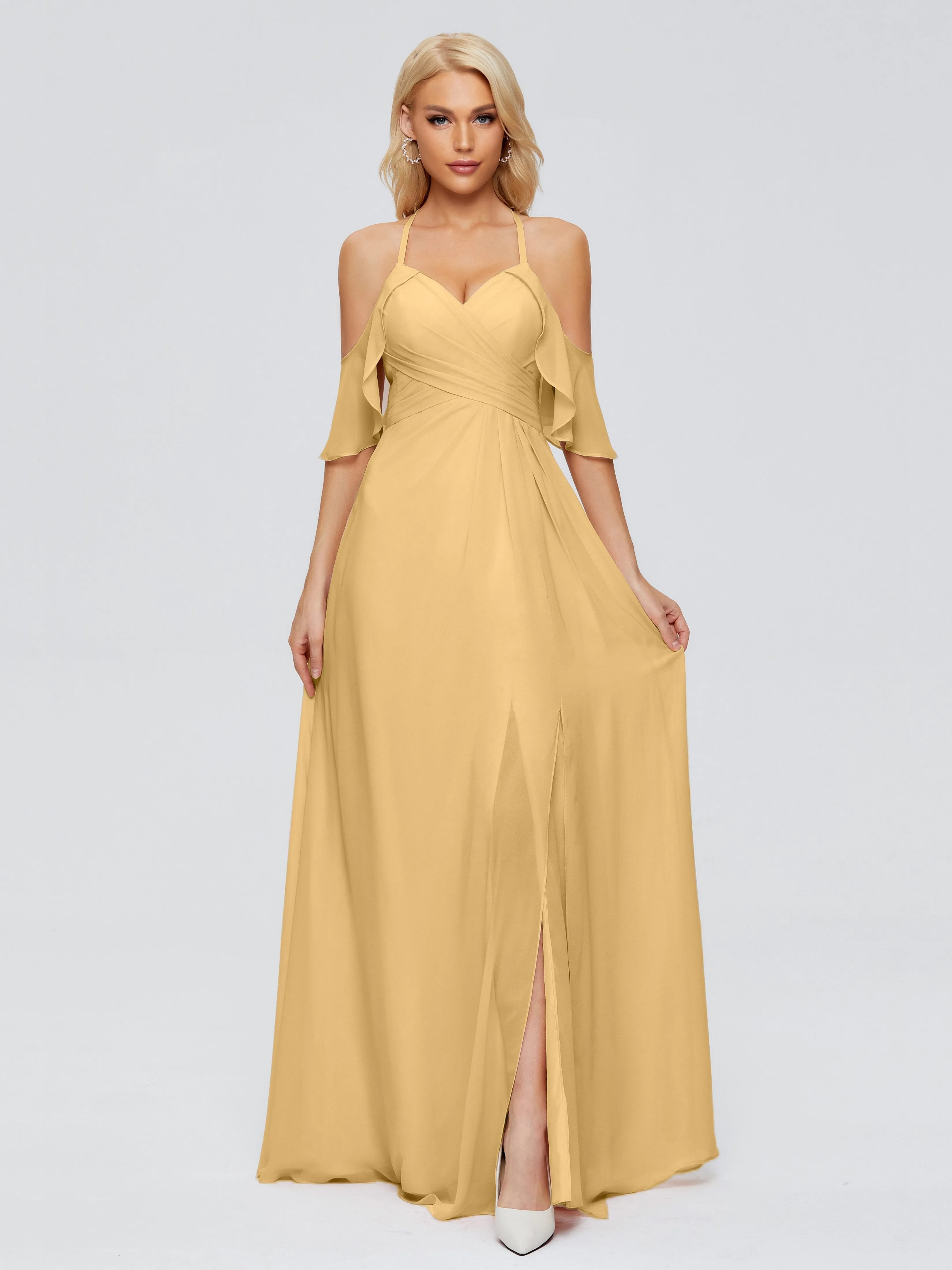 Taylor Elegant A-line Split Chiffon Bridesmaid Dresses