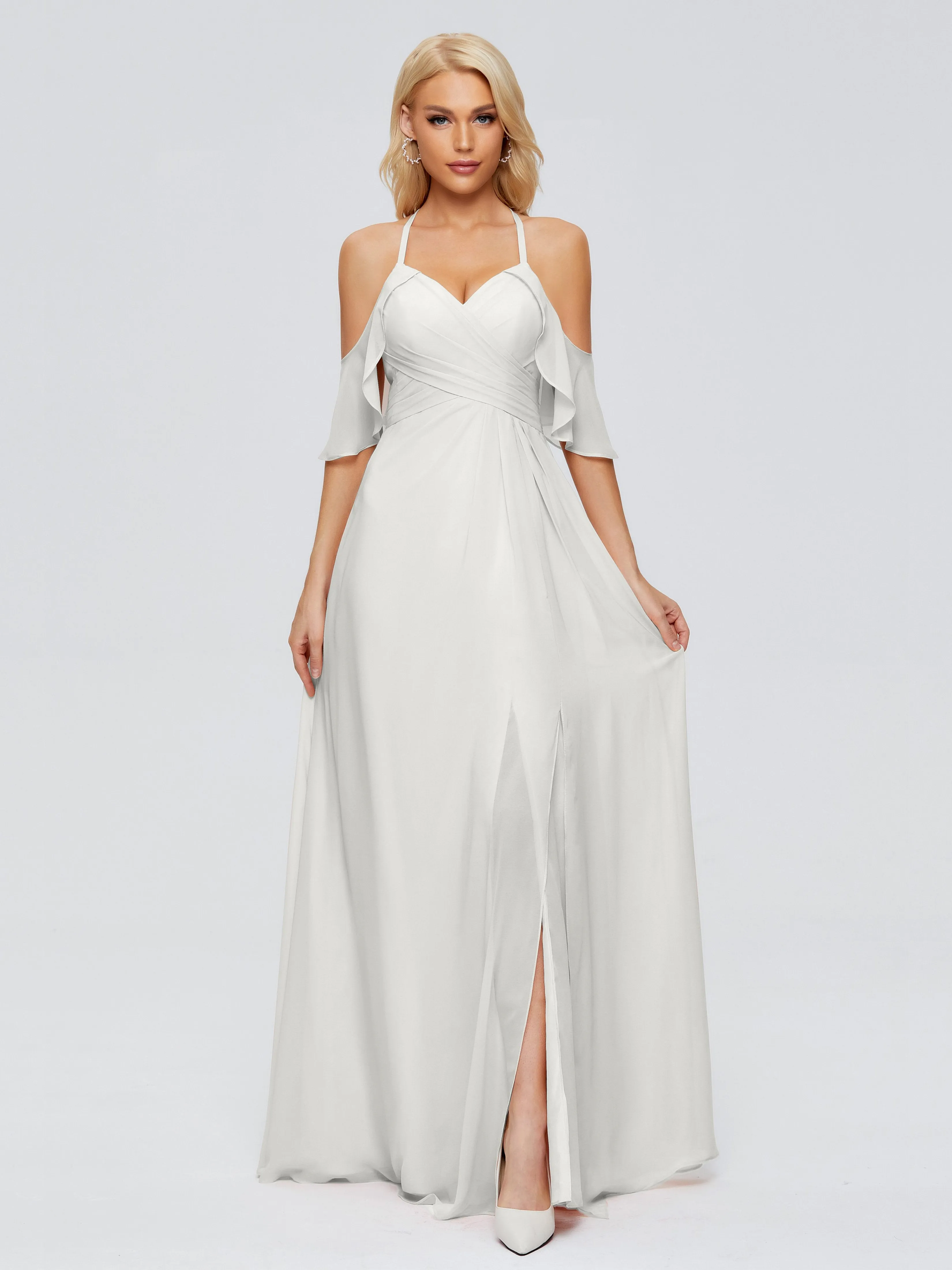 Taylor Elegant A-line Split Chiffon Bridesmaid Dresses