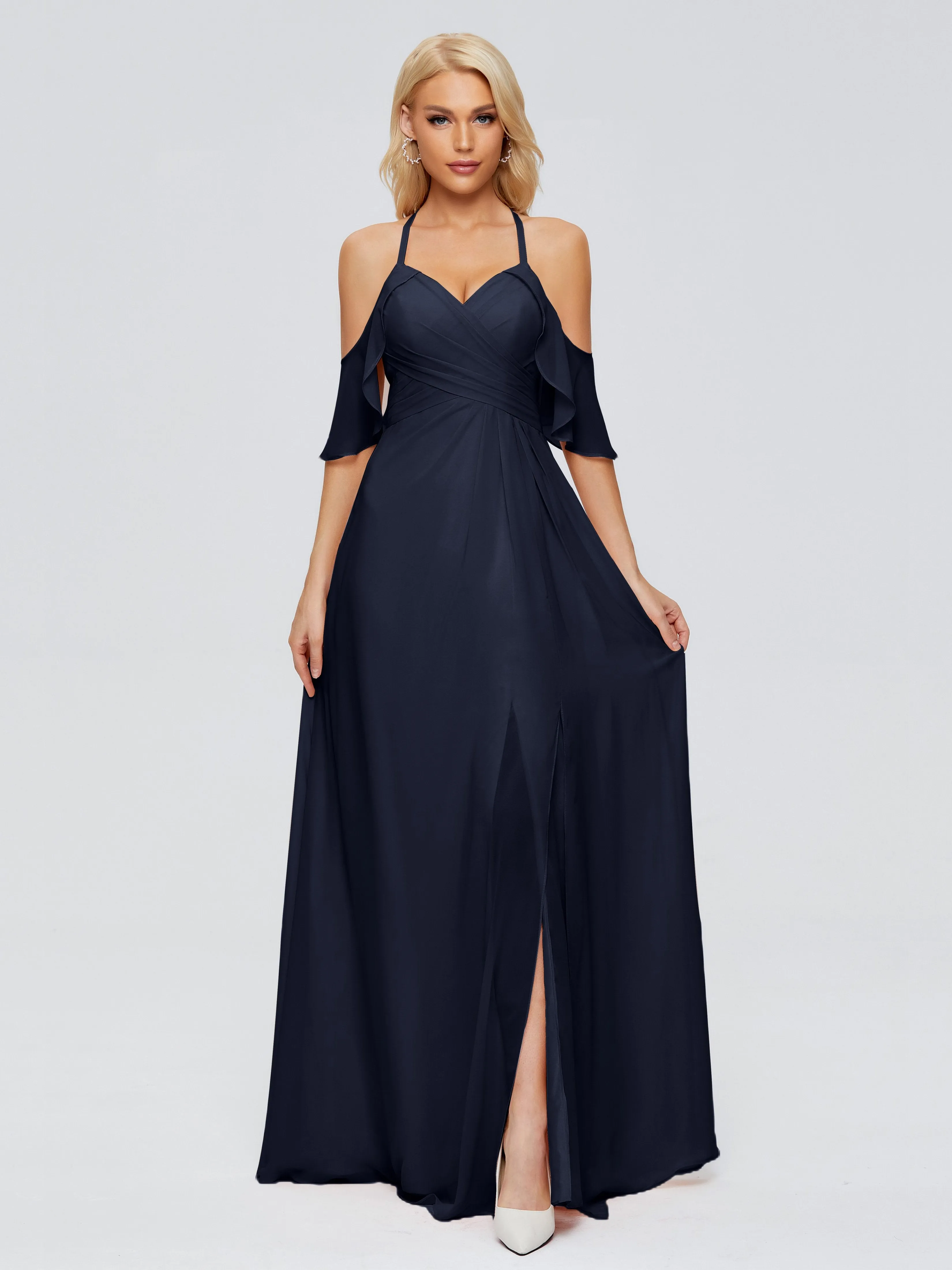 Taylor Elegant A-line Split Chiffon Bridesmaid Dresses