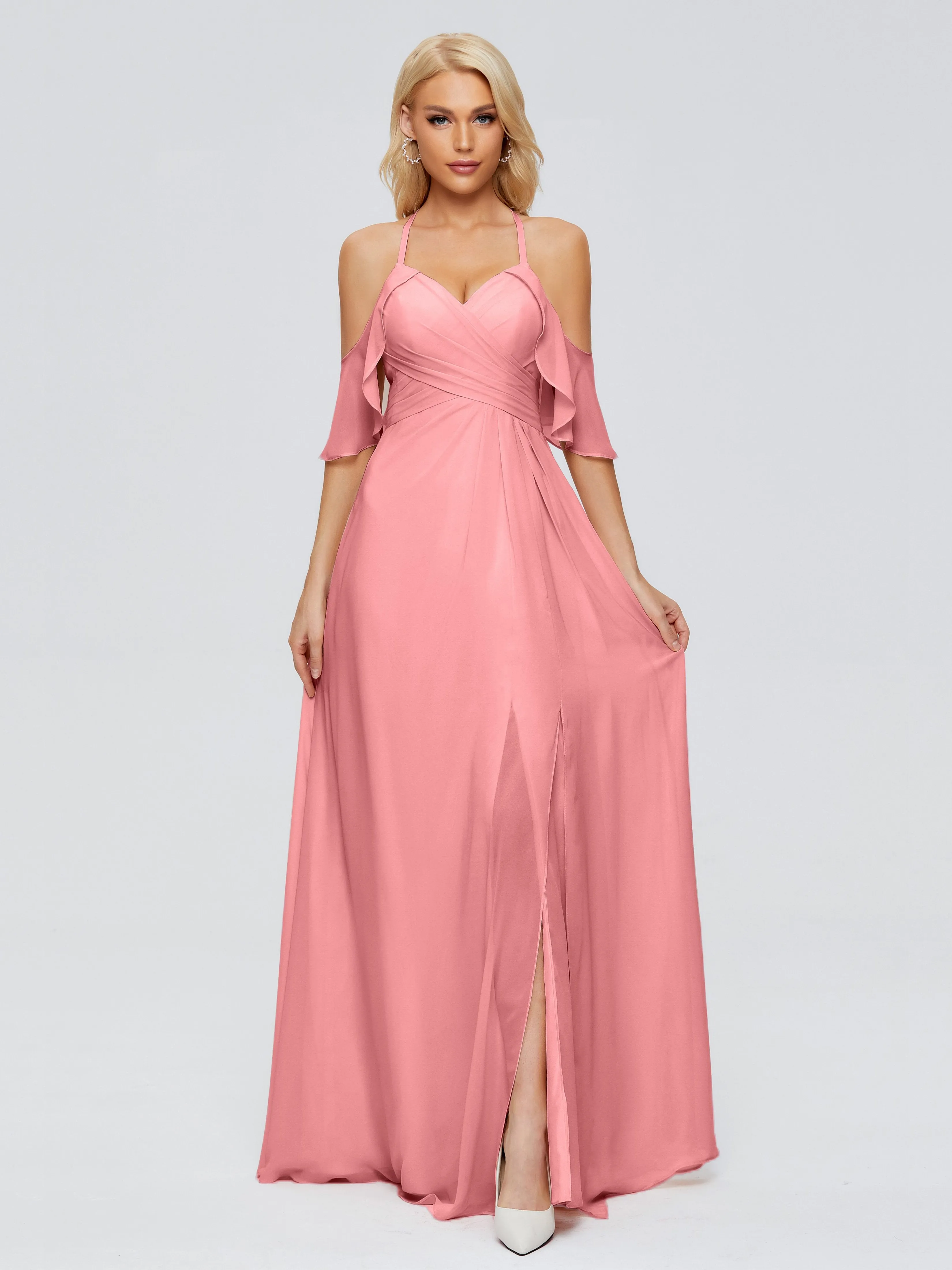 Taylor Elegant A-line Split Chiffon Bridesmaid Dresses