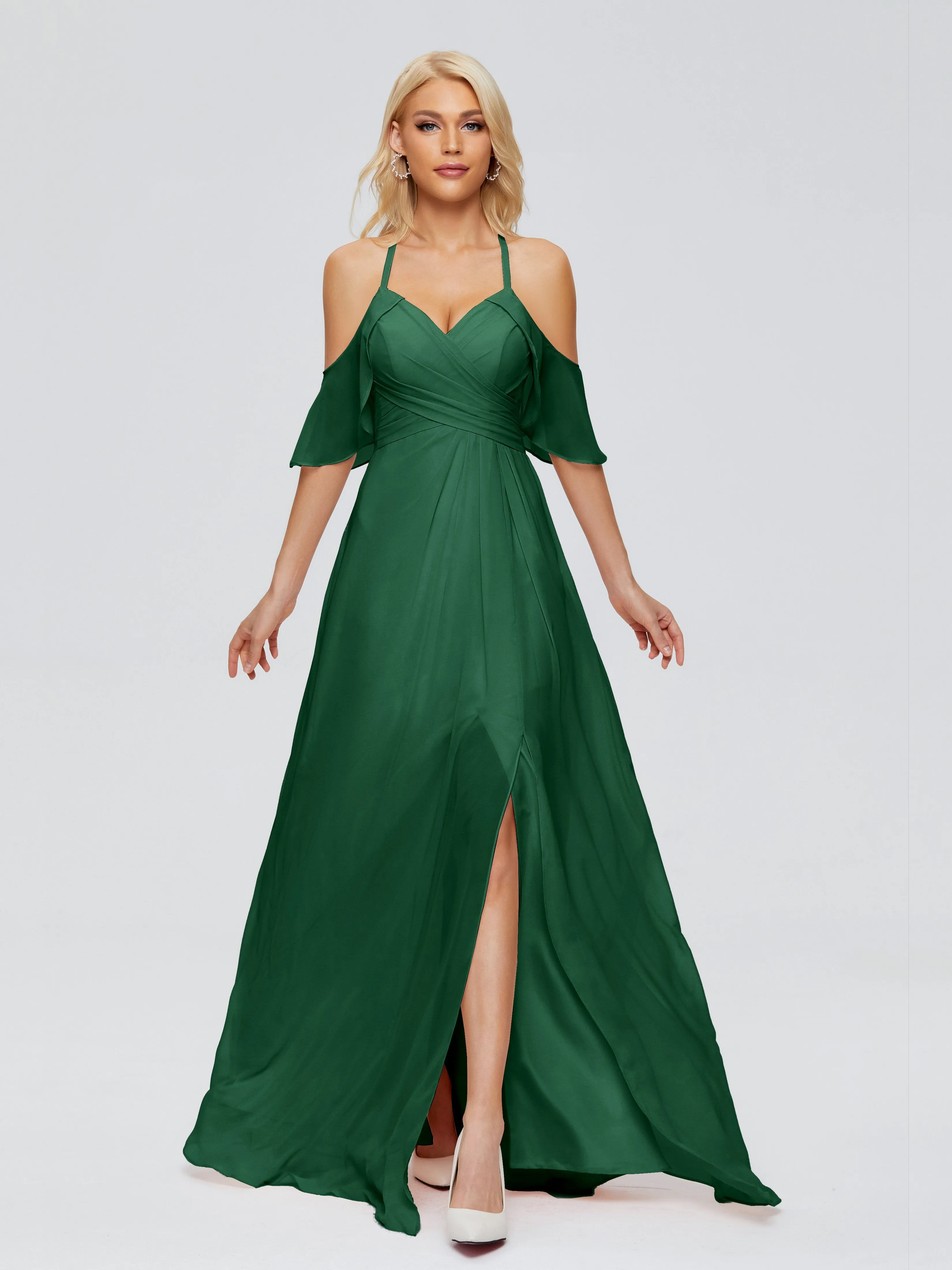Taylor Elegant A-line Split Chiffon Bridesmaid Dresses
