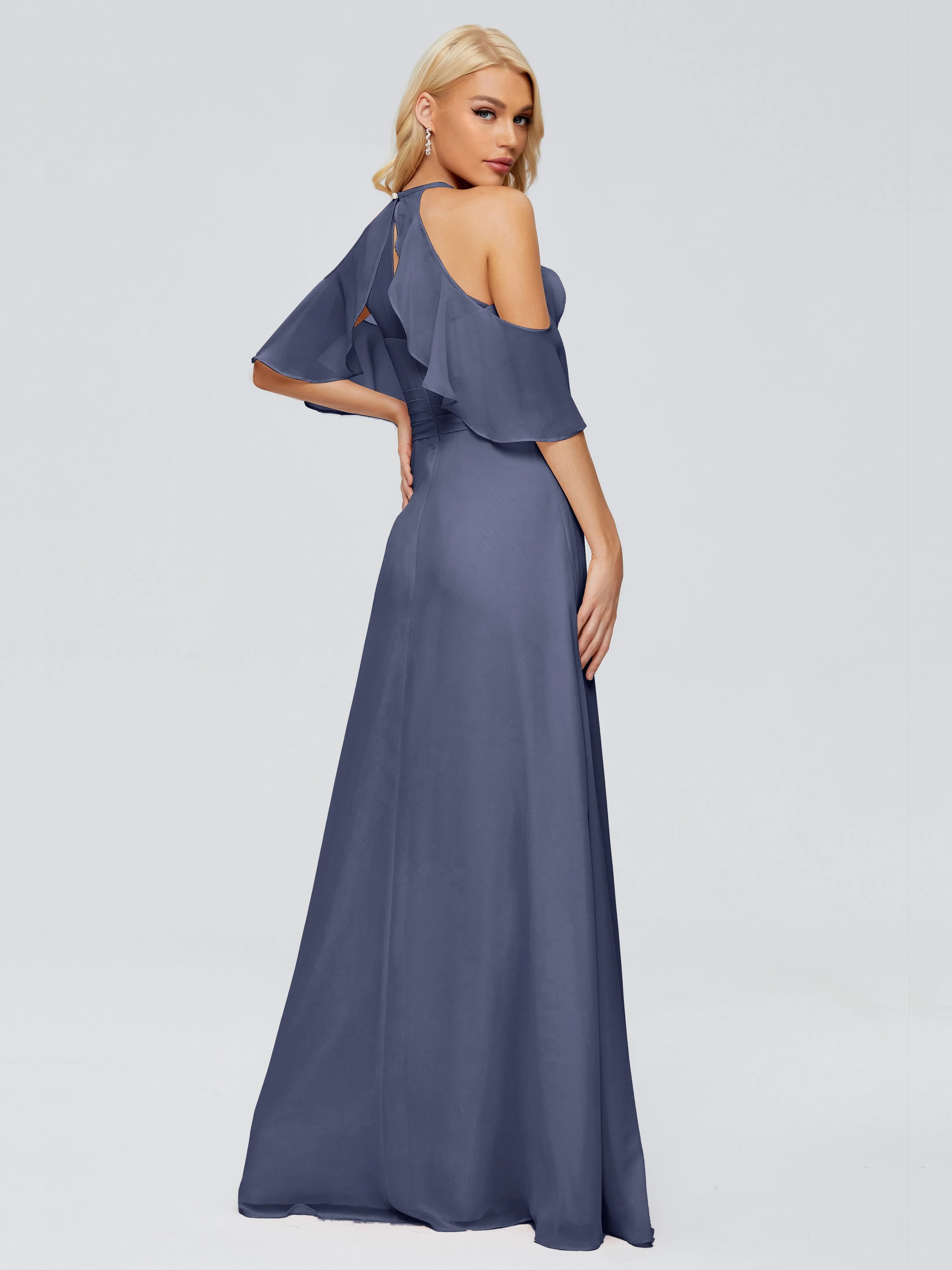 Taylor Elegant A-line Split Chiffon Bridesmaid Dresses