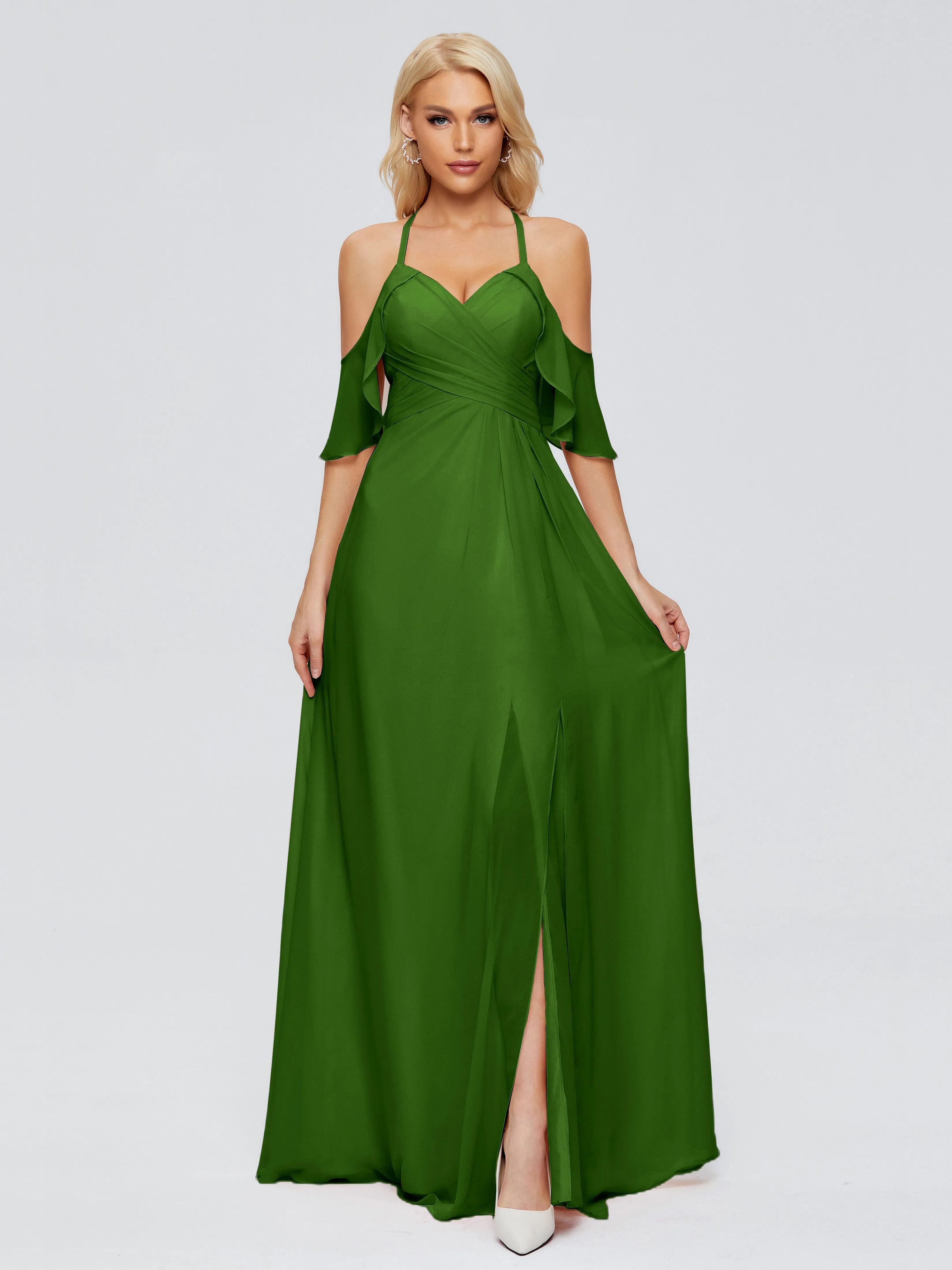 Taylor Elegant A-line Split Chiffon Bridesmaid Dresses