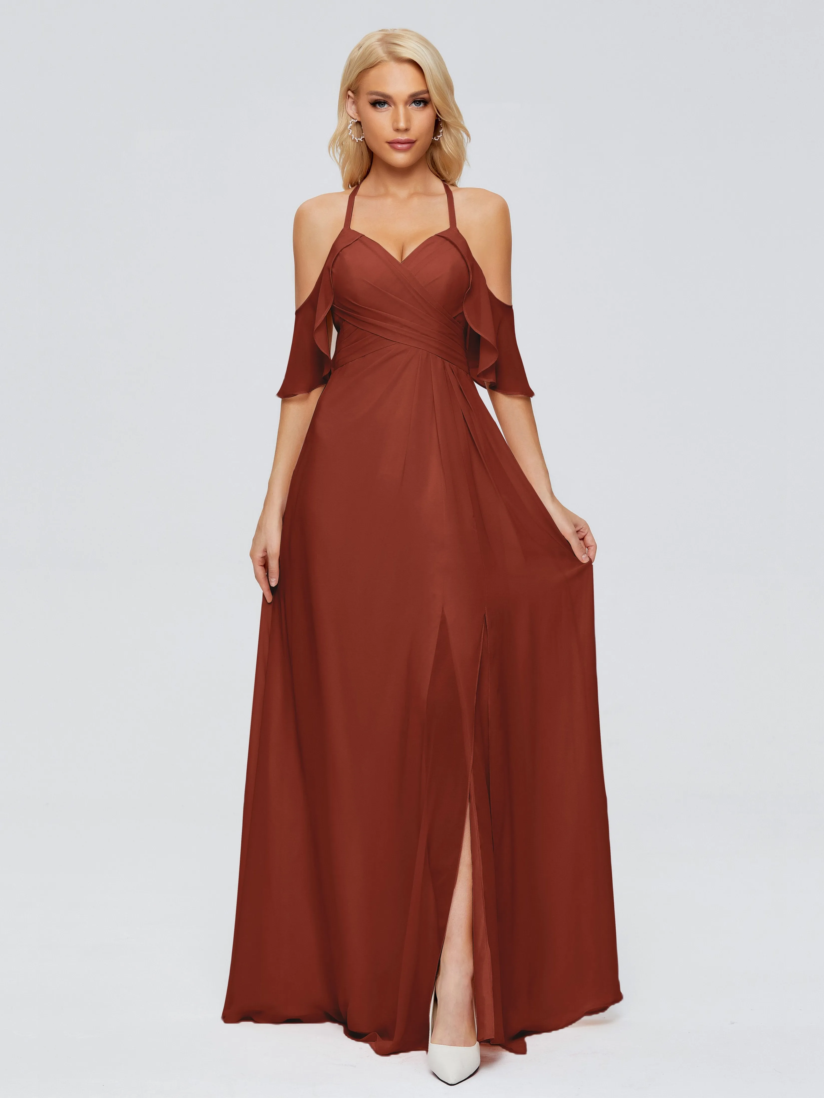 Taylor Elegant A-line Split Chiffon Bridesmaid Dresses