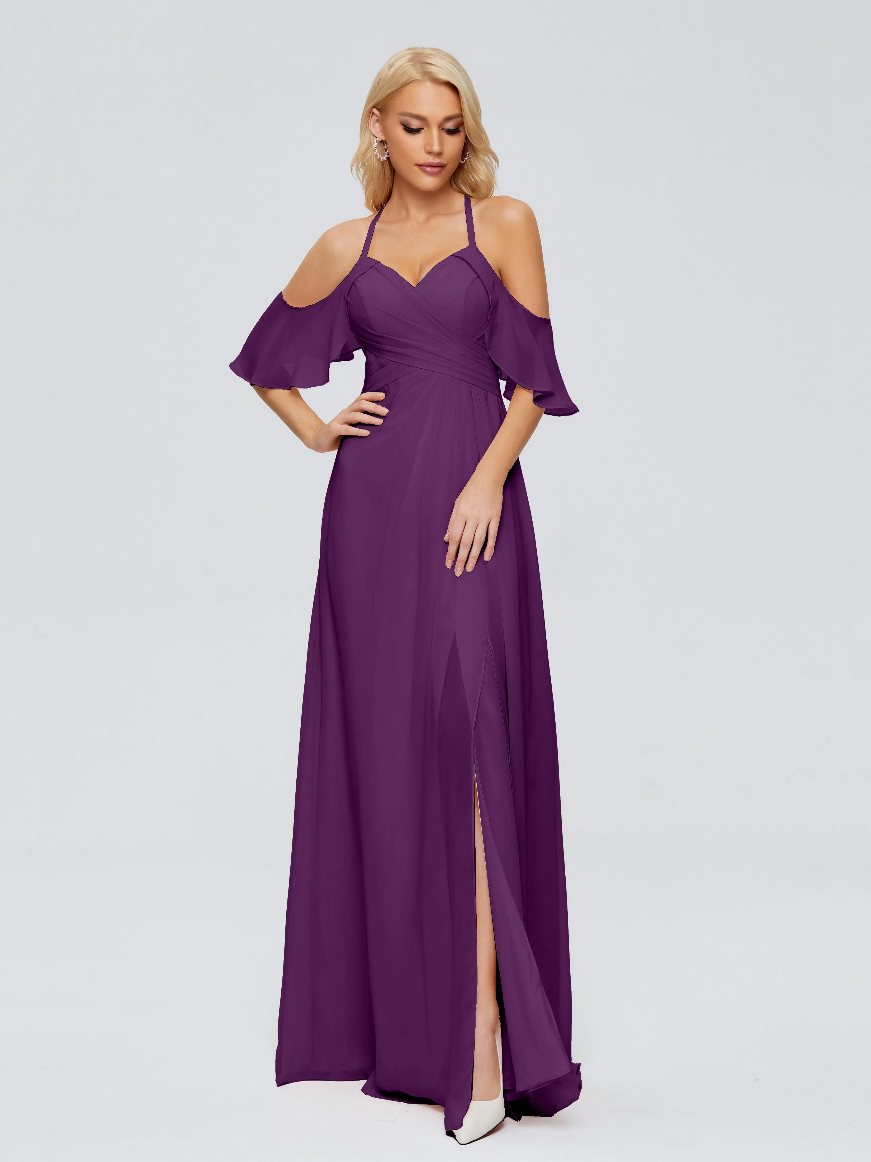 Taylor Elegant A-line Split Chiffon Bridesmaid Dresses