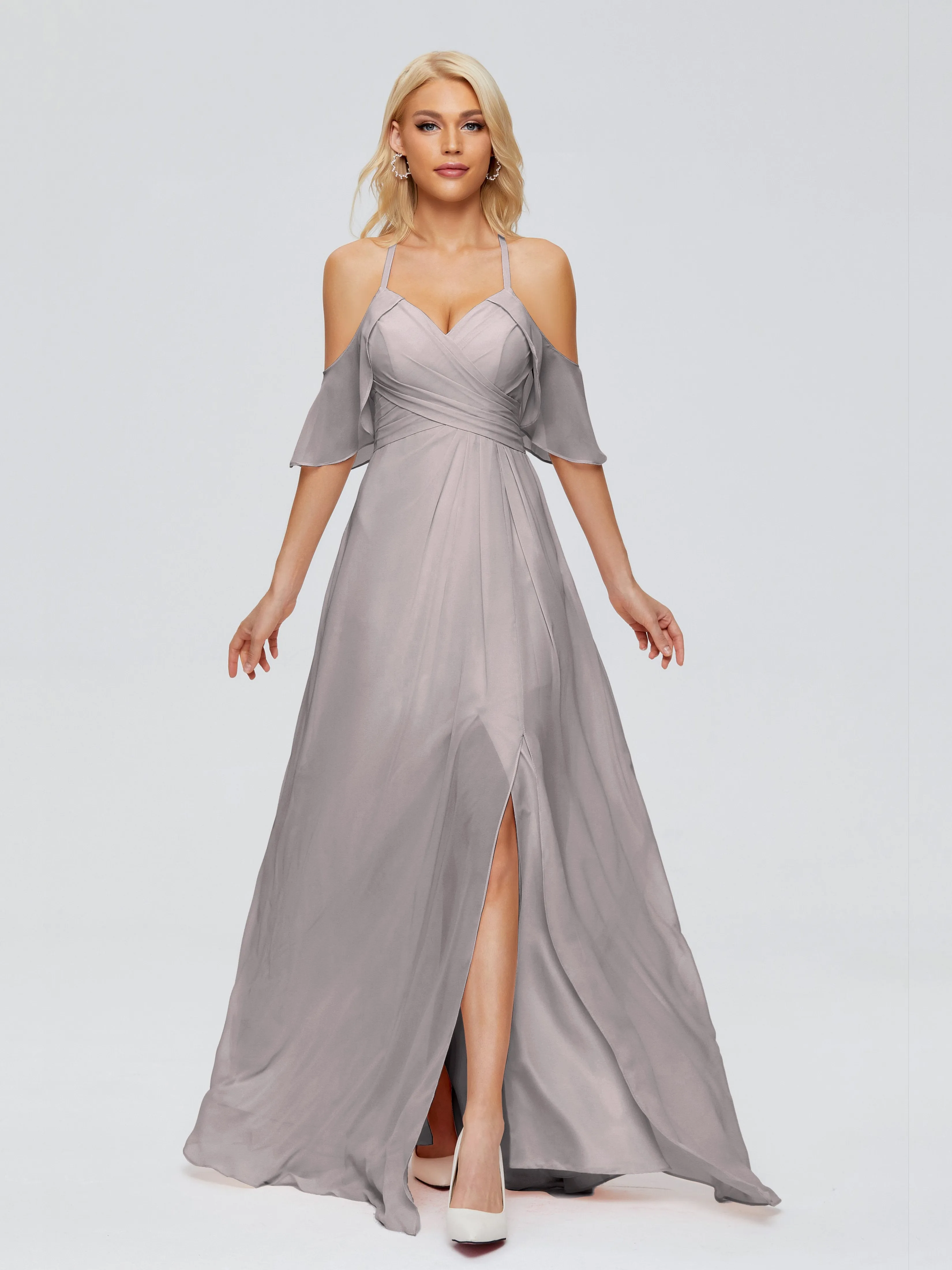 Taylor Elegant A-line Split Chiffon Bridesmaid Dresses