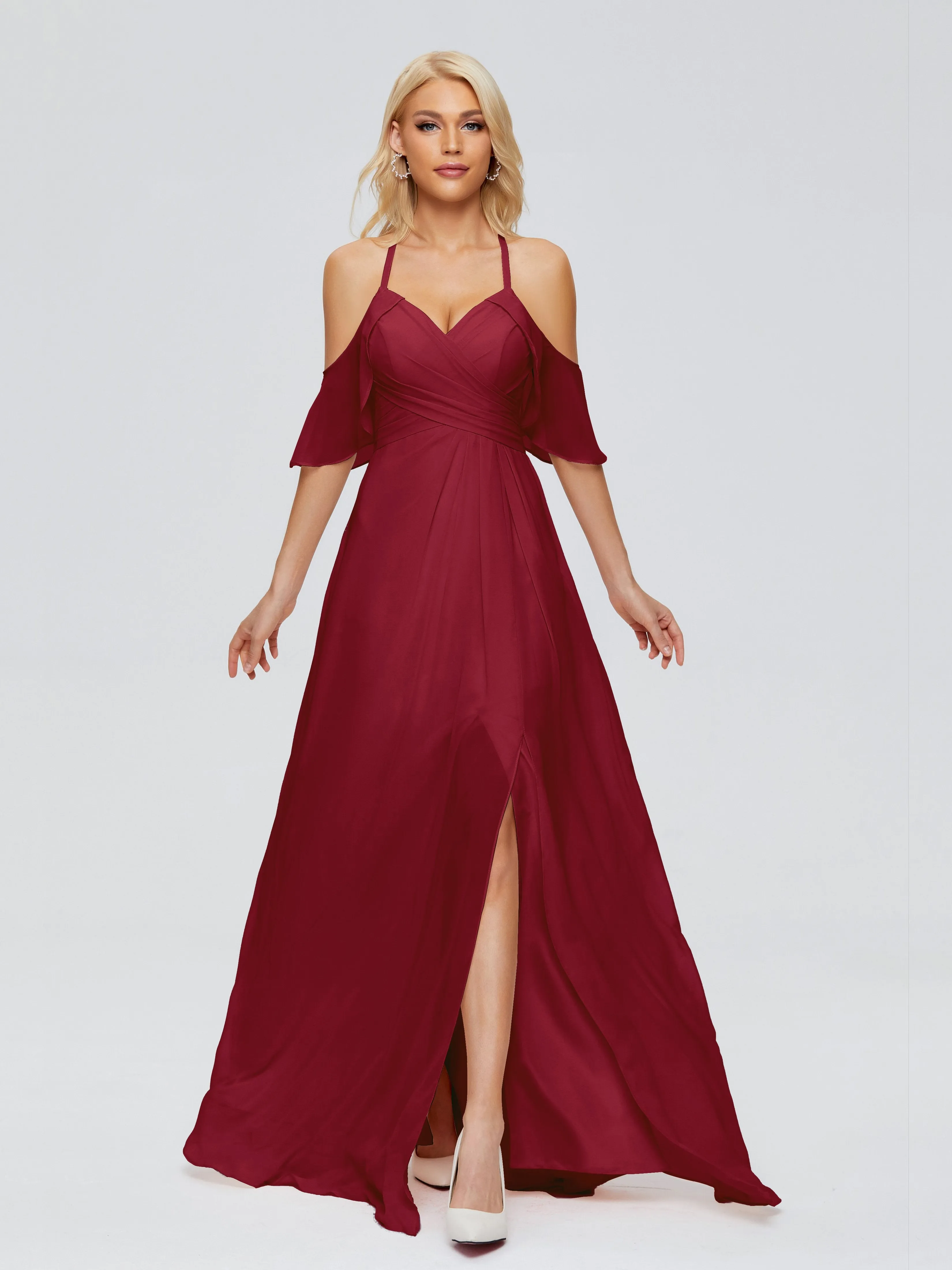 Taylor Elegant A-line Split Chiffon Bridesmaid Dresses