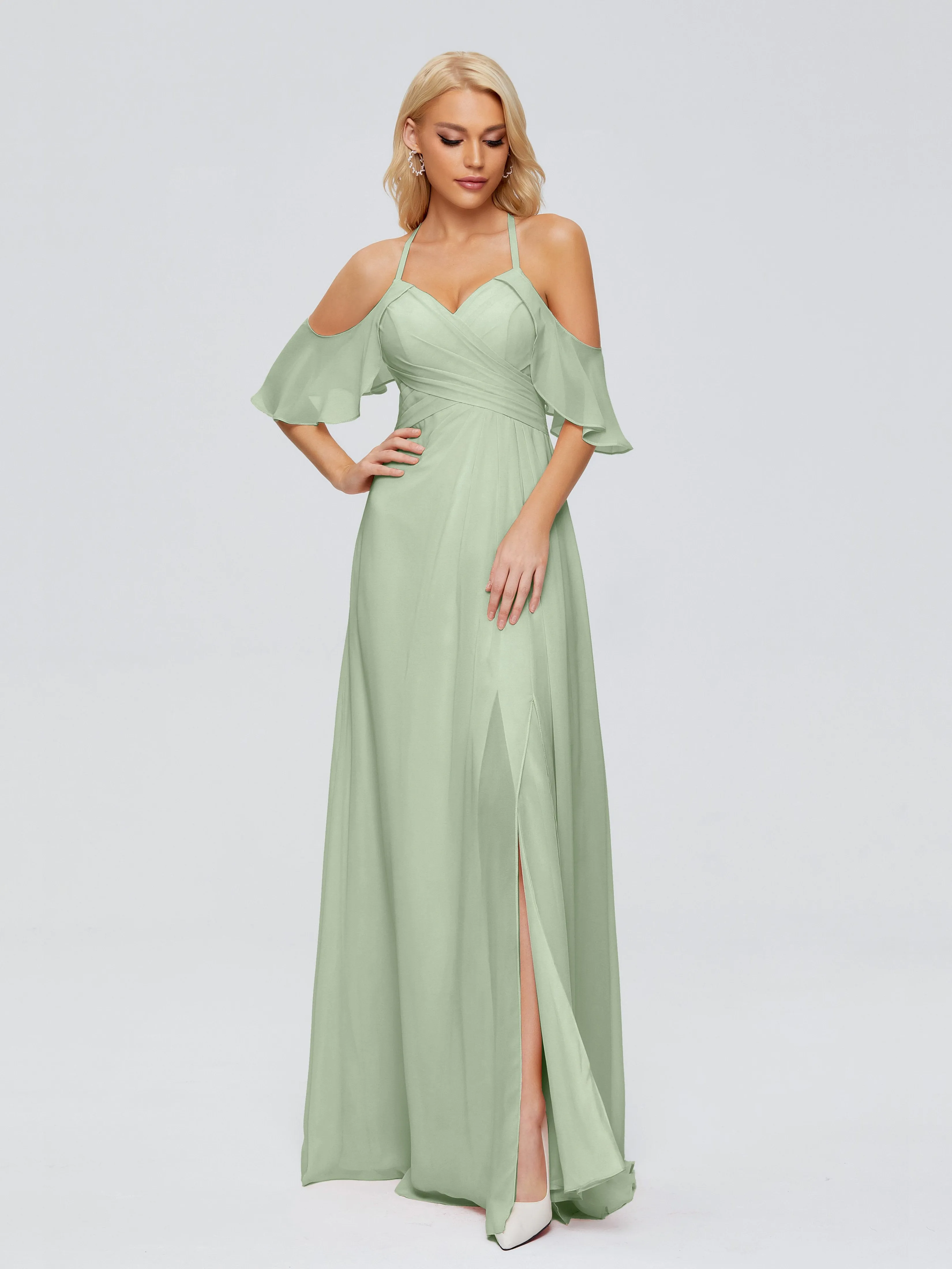 Taylor Elegant A-line Split Chiffon Bridesmaid Dresses