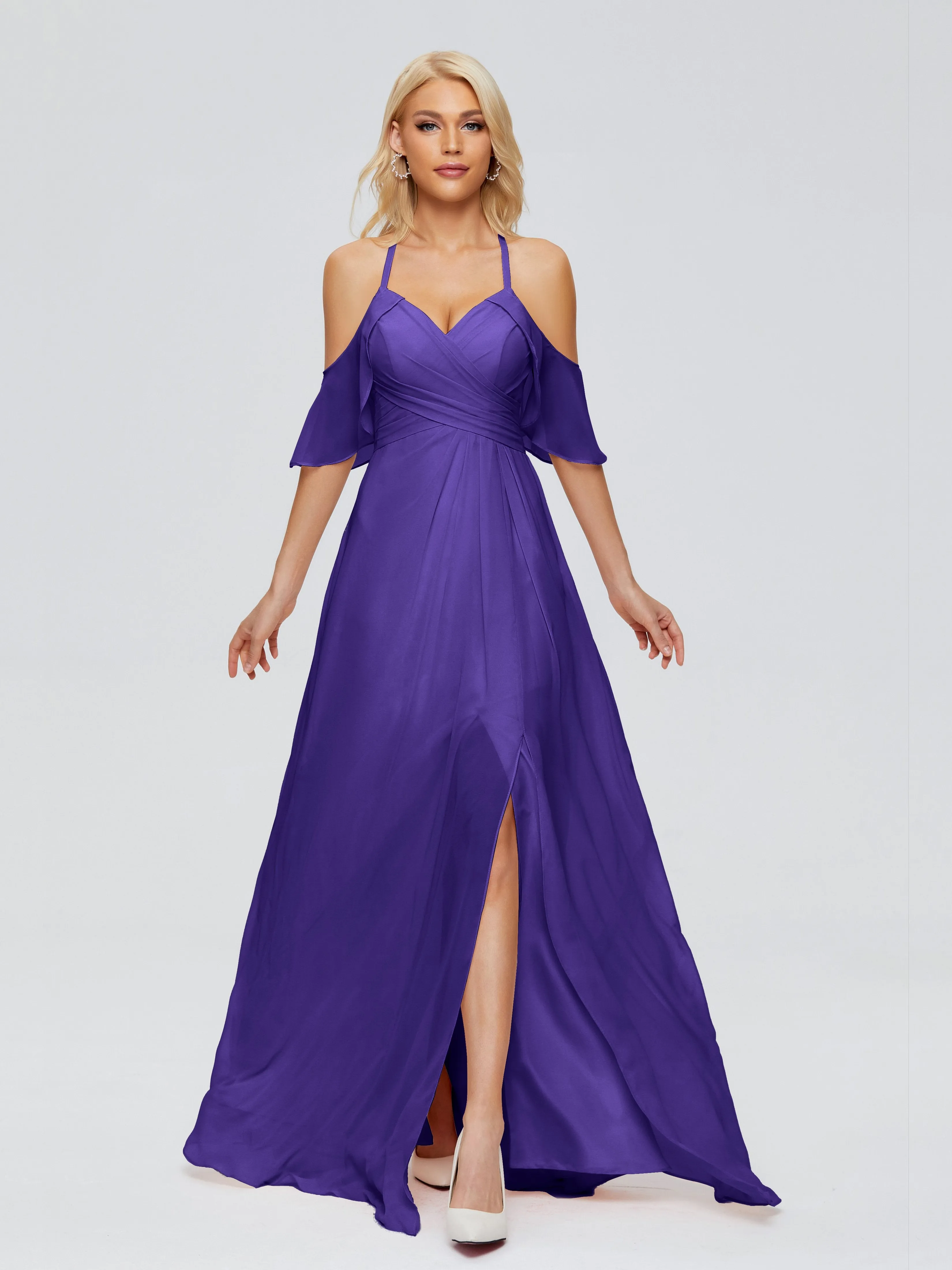 Taylor Elegant A-line Split Chiffon Bridesmaid Dresses