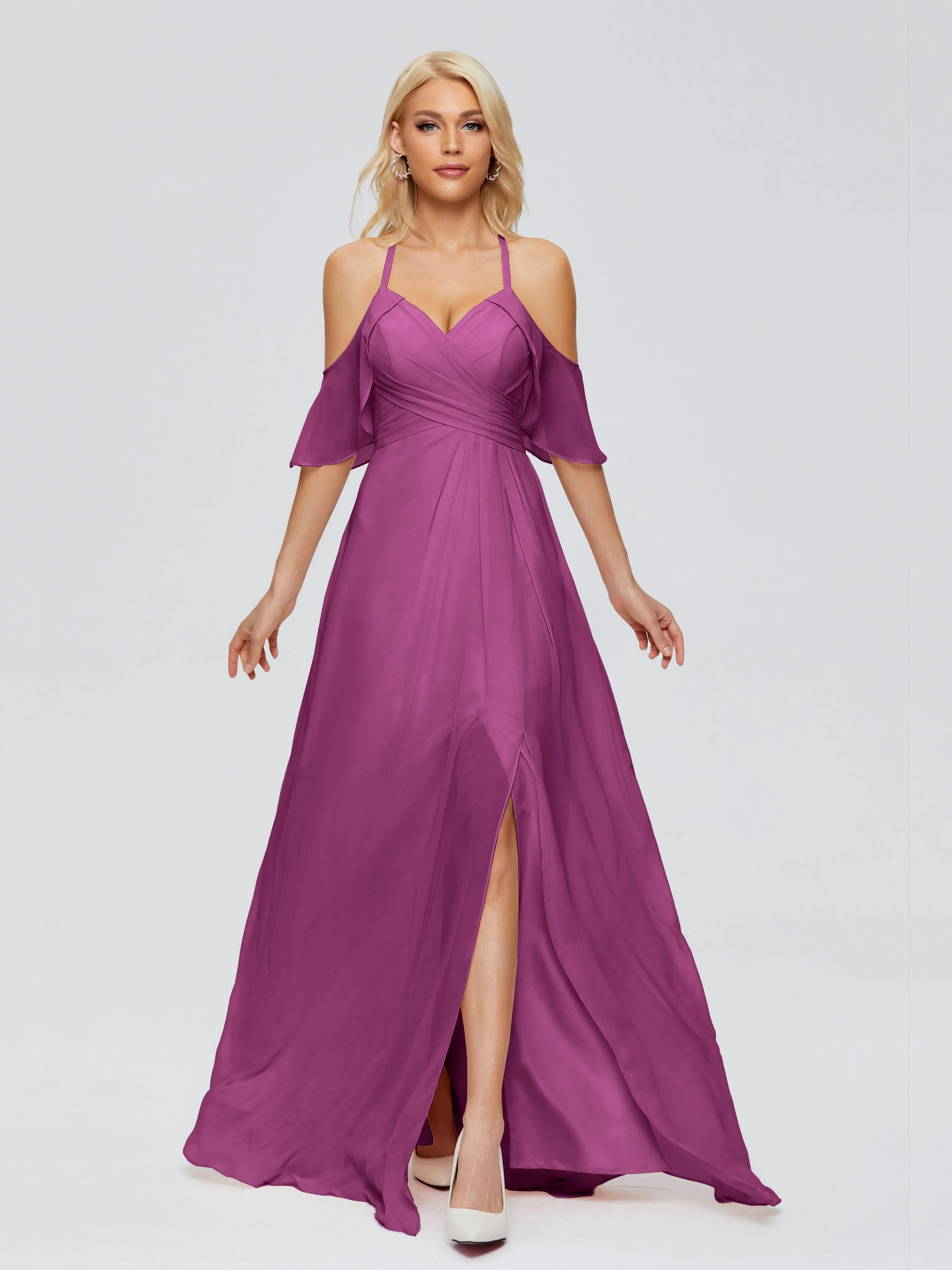 Taylor Elegant A-line Split Chiffon Bridesmaid Dresses