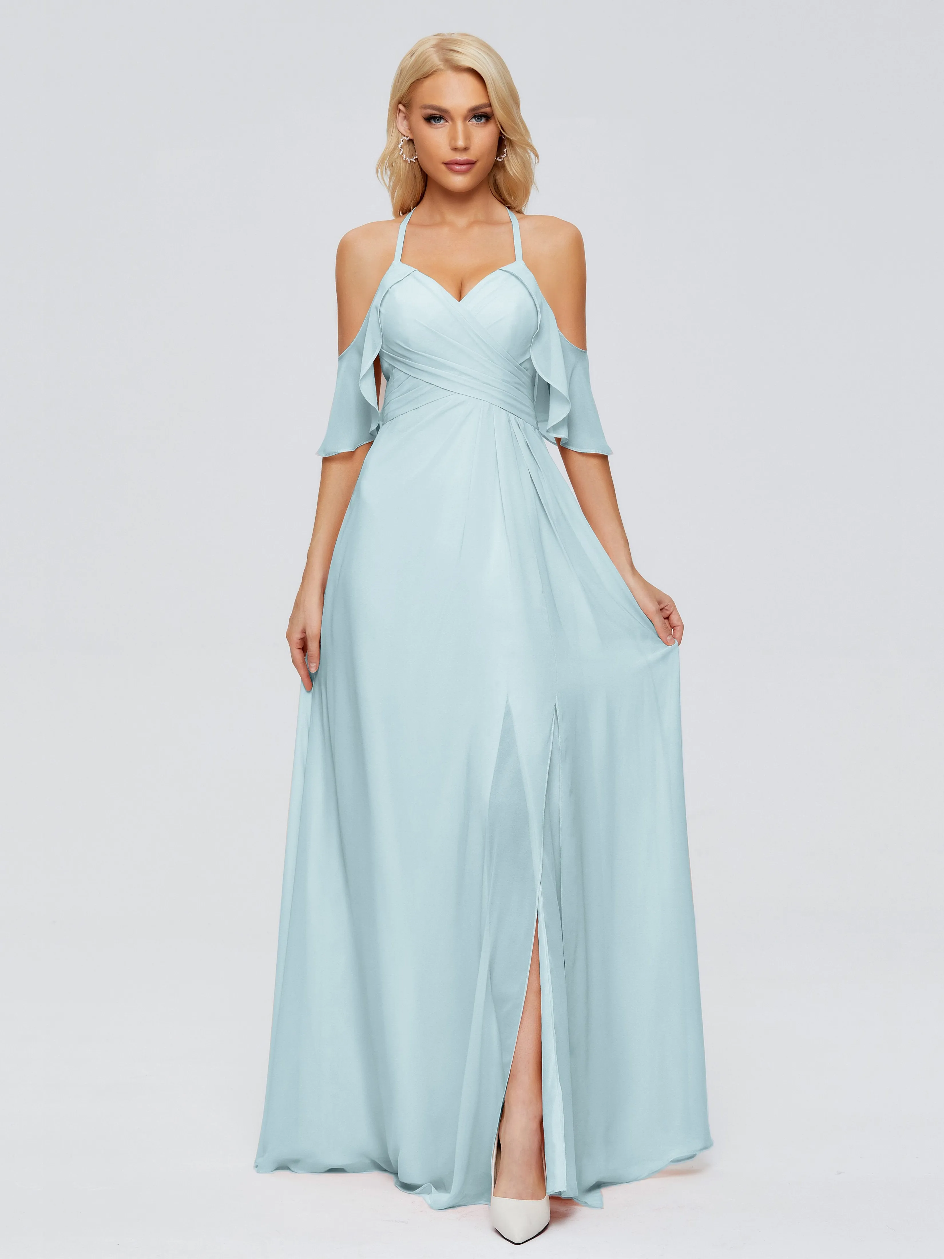 Taylor Elegant A-line Split Chiffon Bridesmaid Dresses