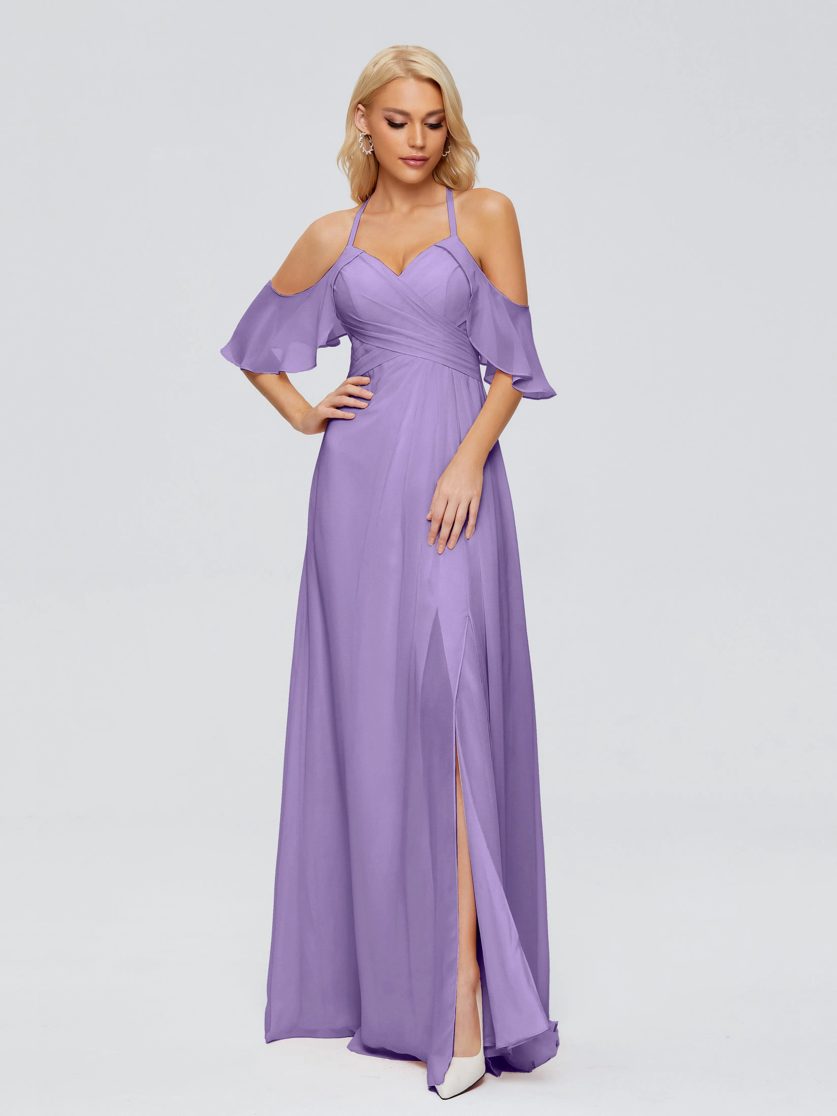 Taylor Elegant A-line Split Chiffon Bridesmaid Dresses