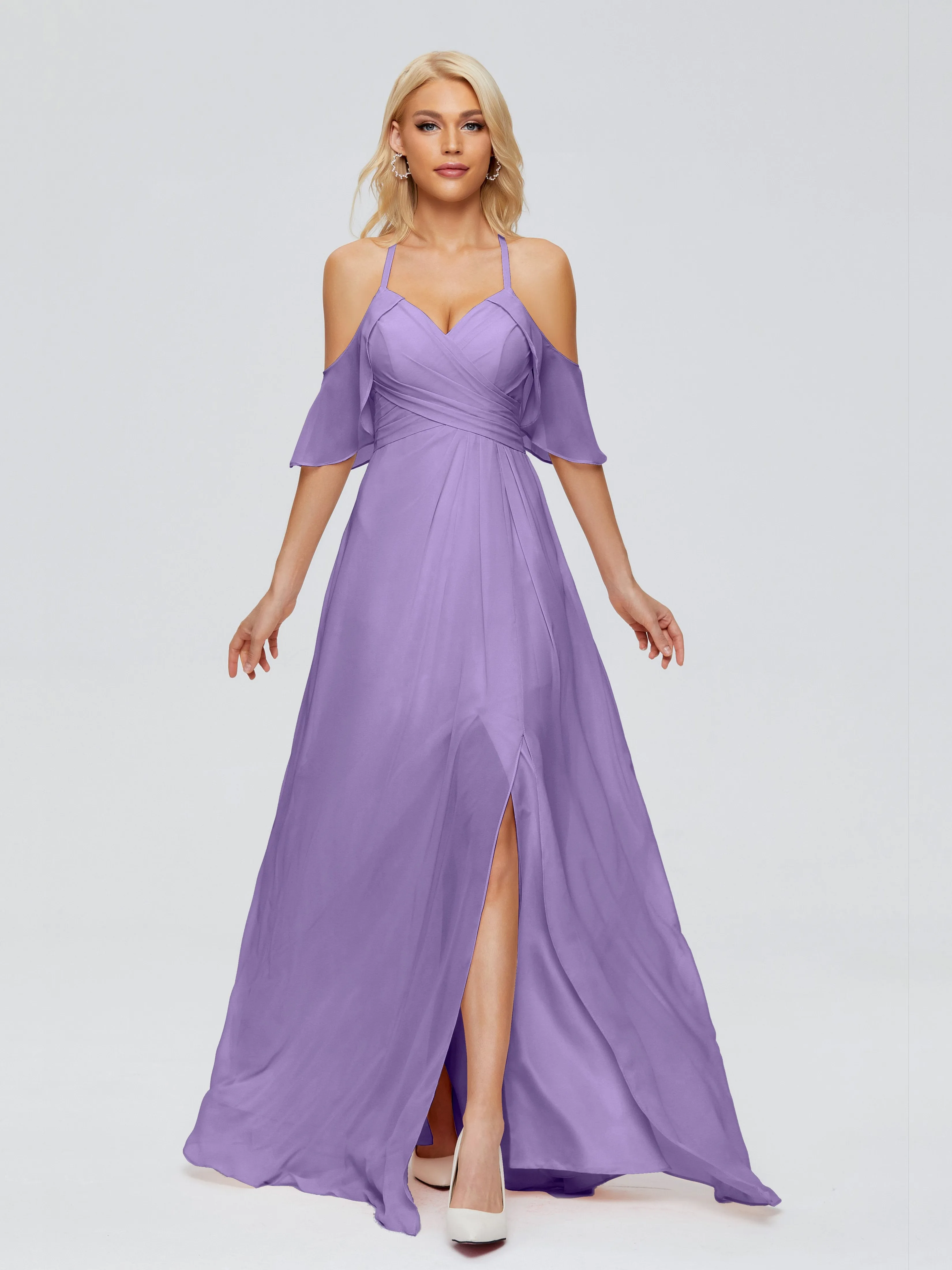 Taylor Elegant A-line Split Chiffon Bridesmaid Dresses
